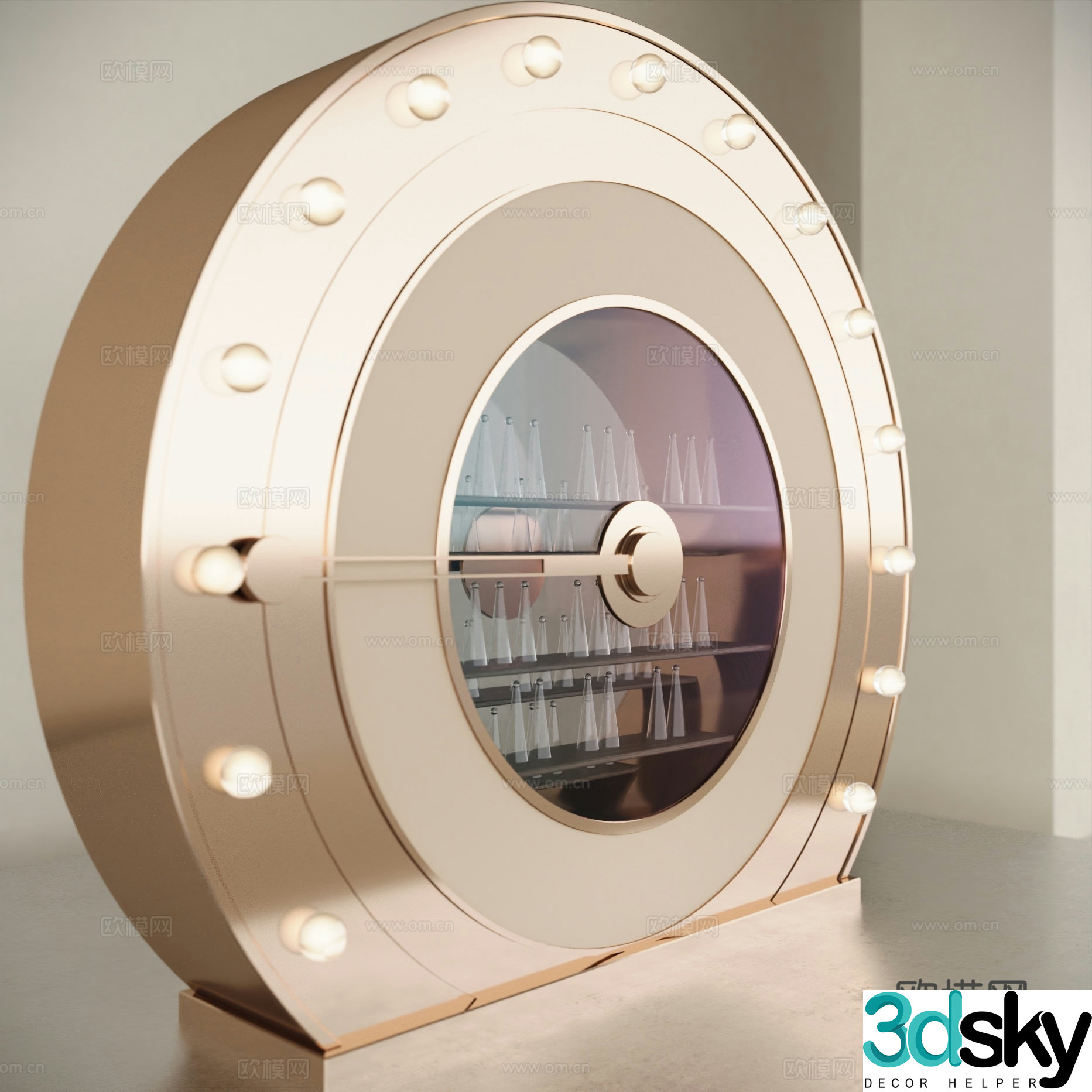 Modern wine cabinet Creative round clock wine cabinet Art installation 3d model