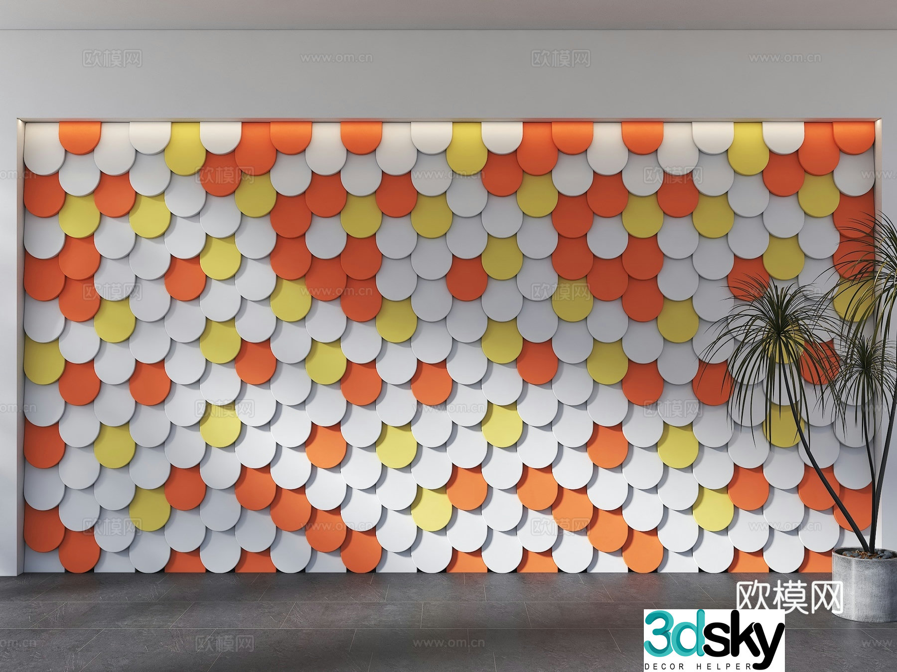 Fish scale wall Fish scale ceramic tiles Fish scale tiles Decorative pendants Modern wall decoration 3D model