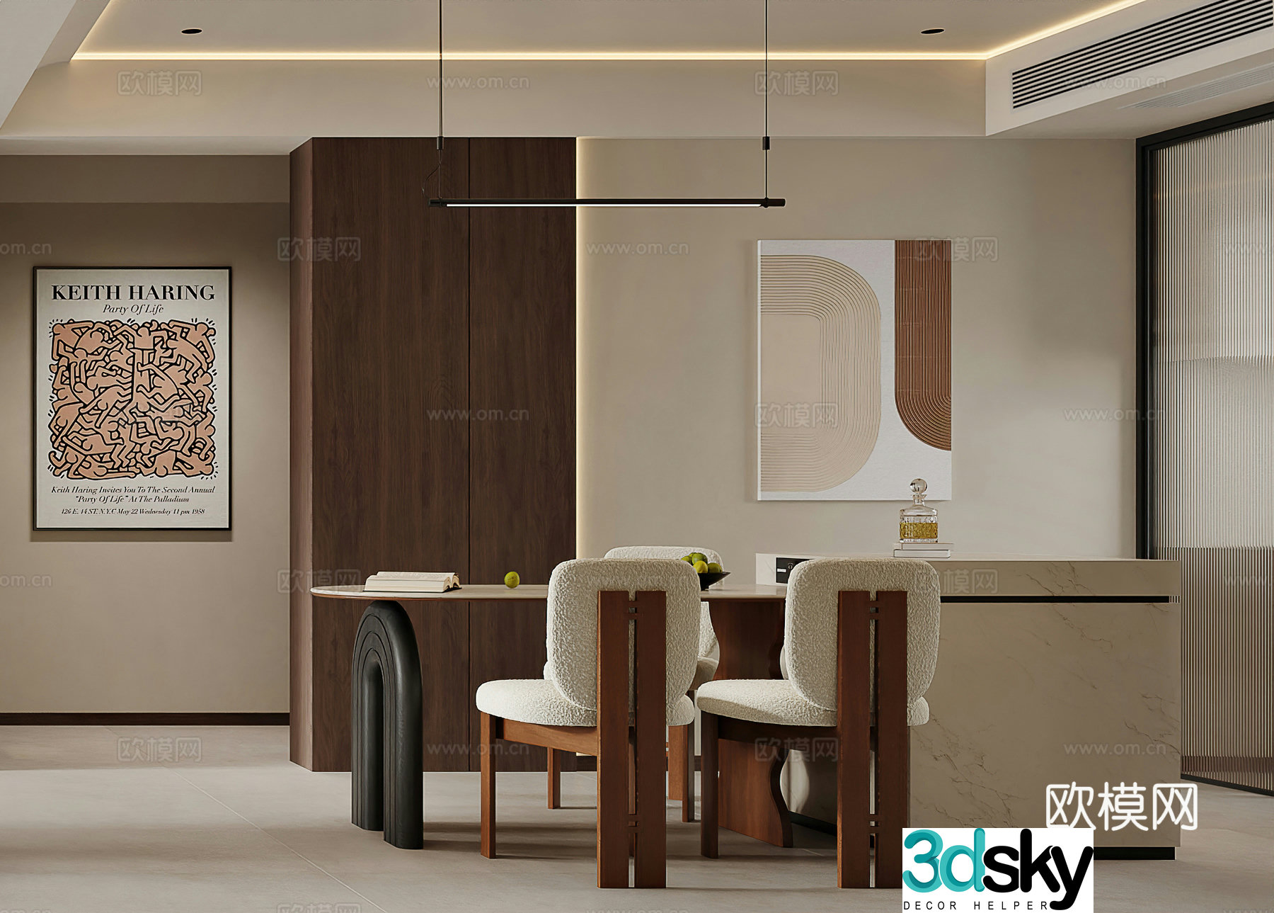 Modern restaurant Island retro restaurant entrance door modern living restaurant simple medieval style 3d model