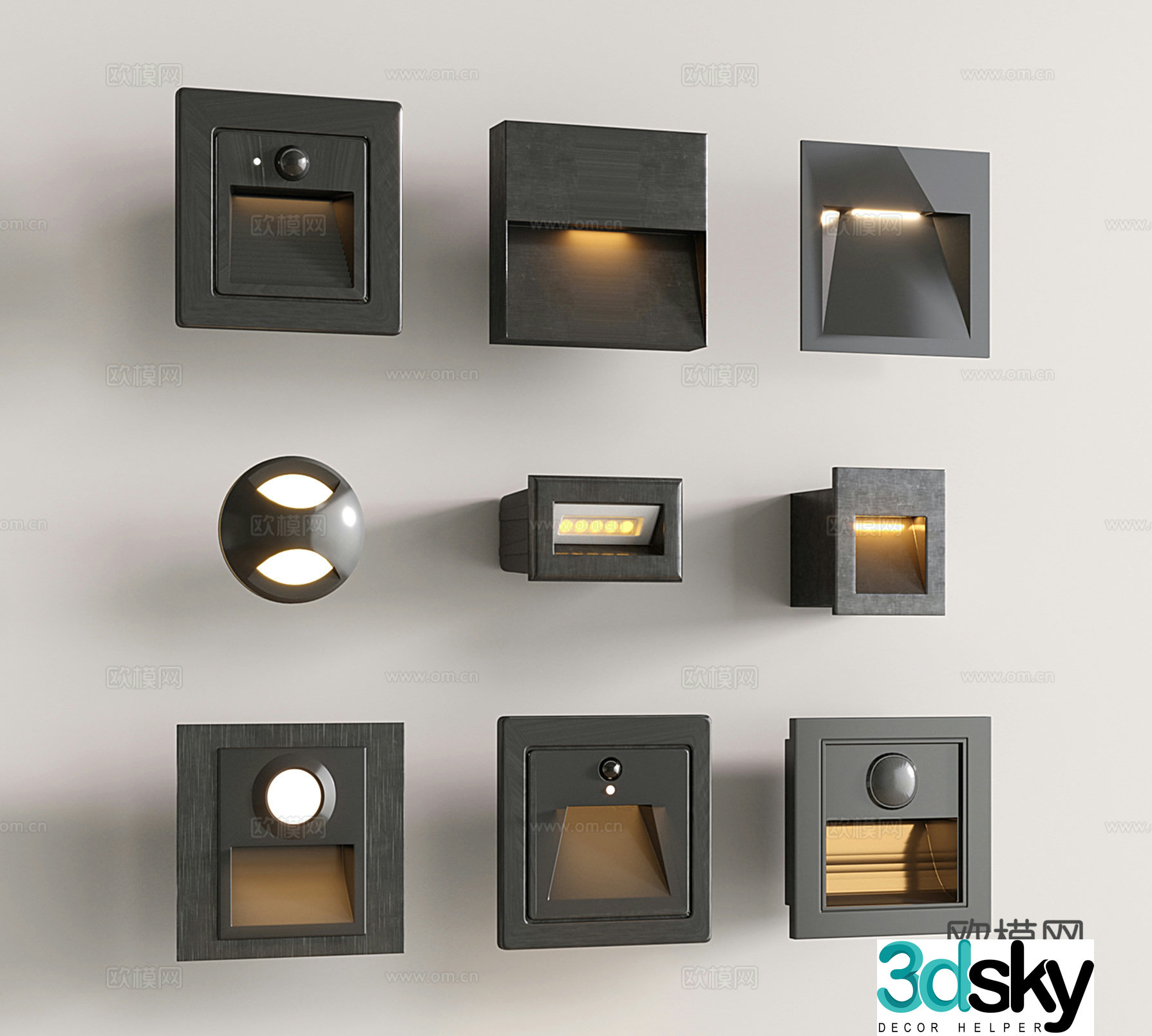 Modern wall lights staircase sensing lights corridor sensing lights recessed wall 3D model