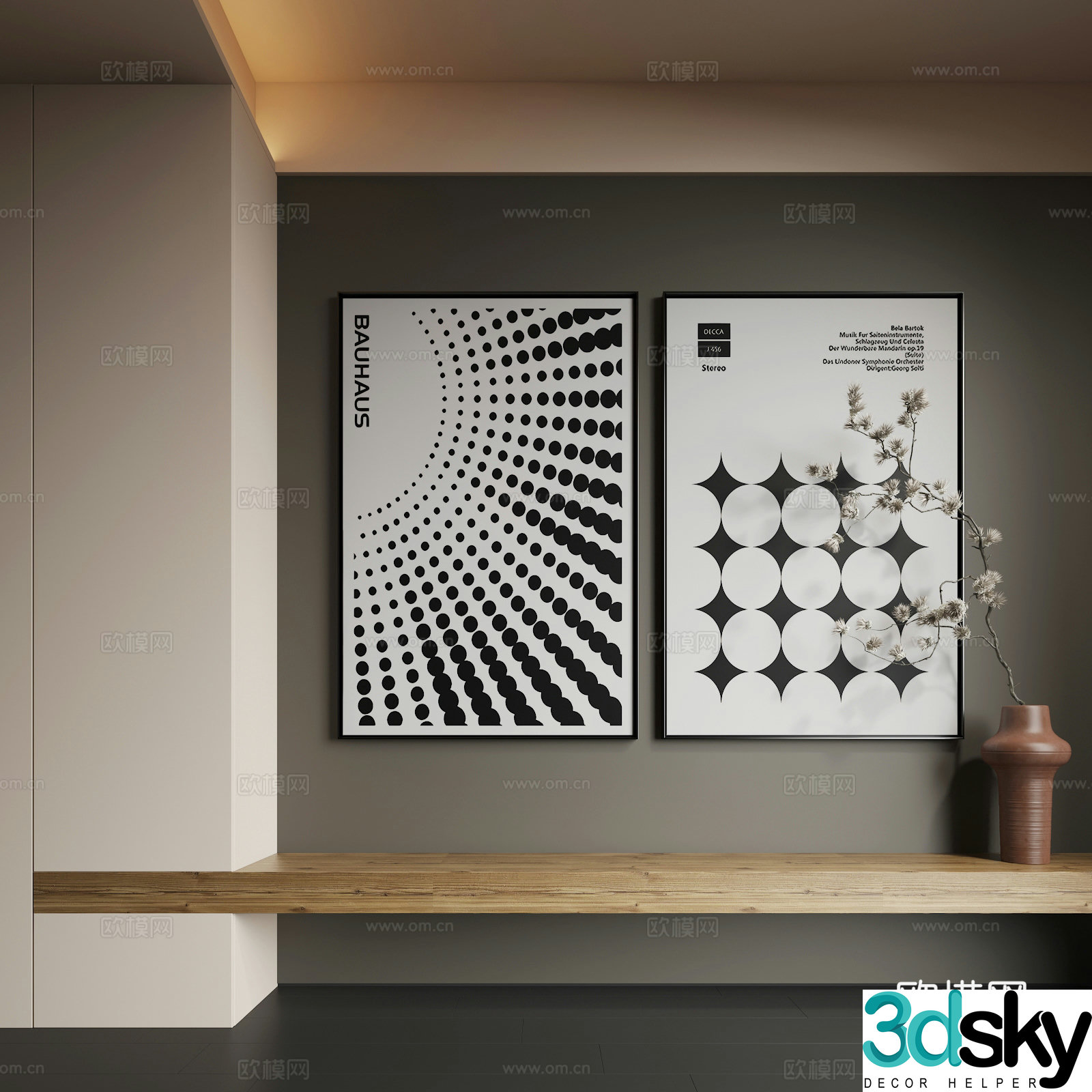 Modern abstract hanging paintings Modern combination paintings Modern minimalist hanging paintings Modern Italian 3D model