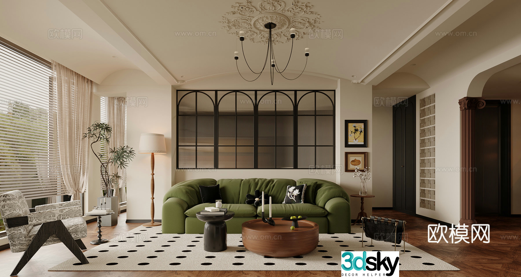 French retro living room 3d model