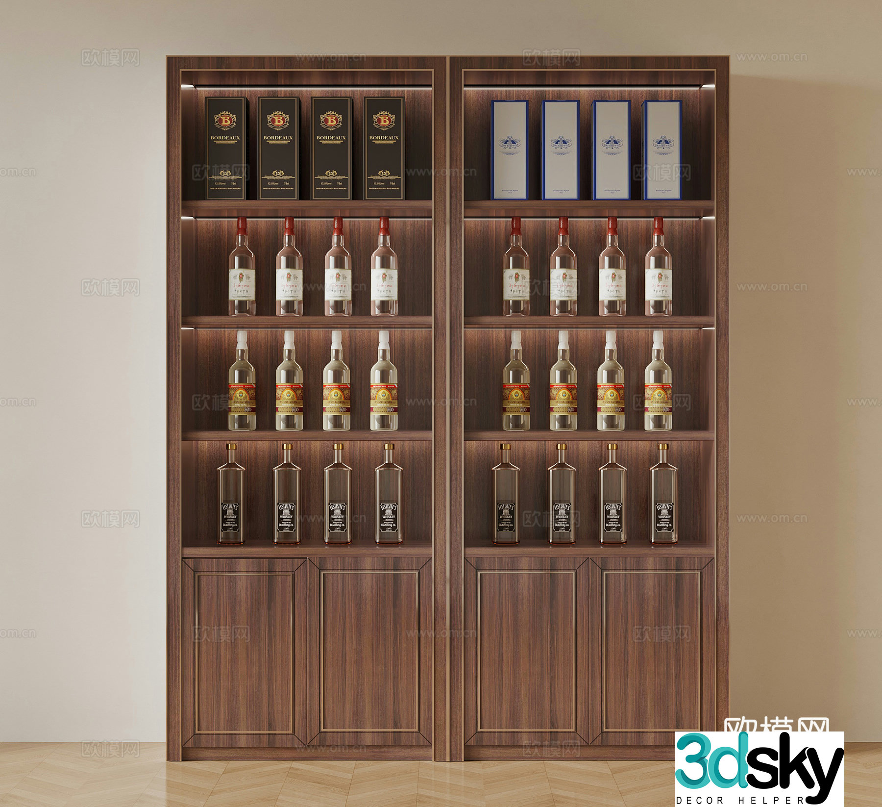 Modern supermarket shelves 3d model