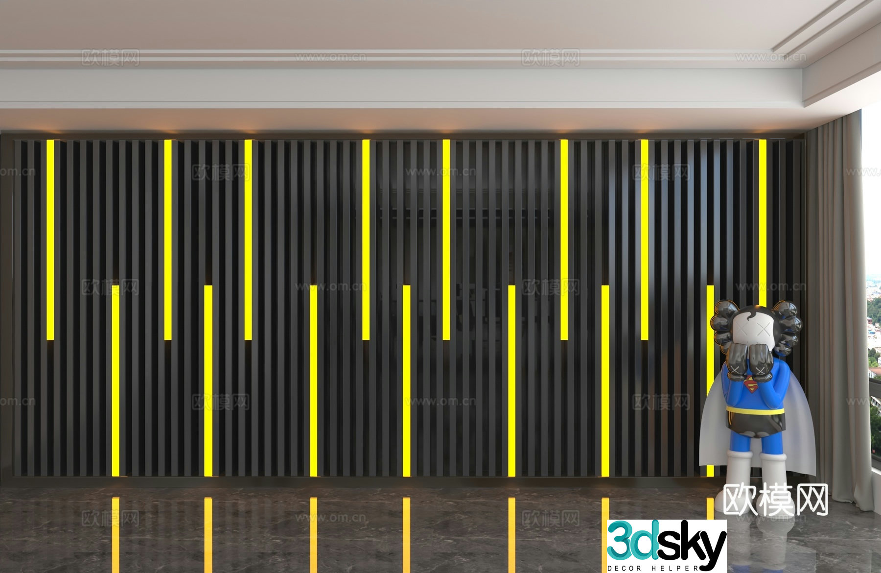 Modern background wall 3d model