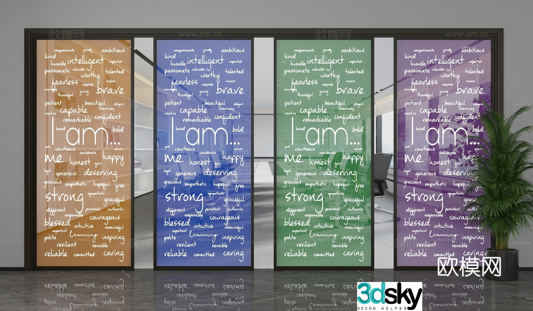 Modern glass partition 3d model