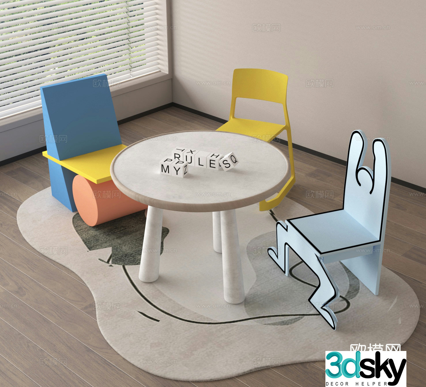 Children’s table and chair 3d model