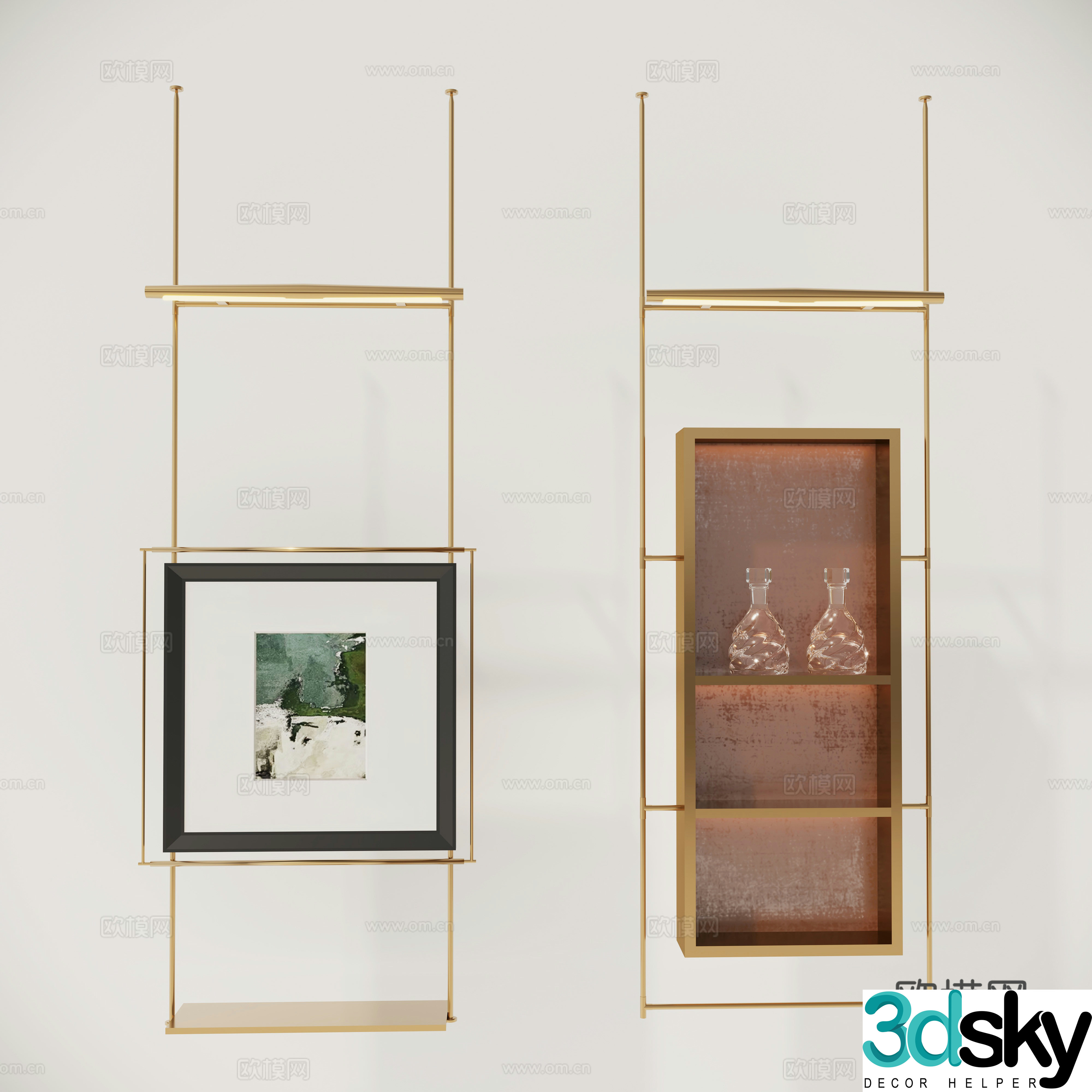 Metal hanging rack hanging cabinet bookcase decorative cabinet 3d model