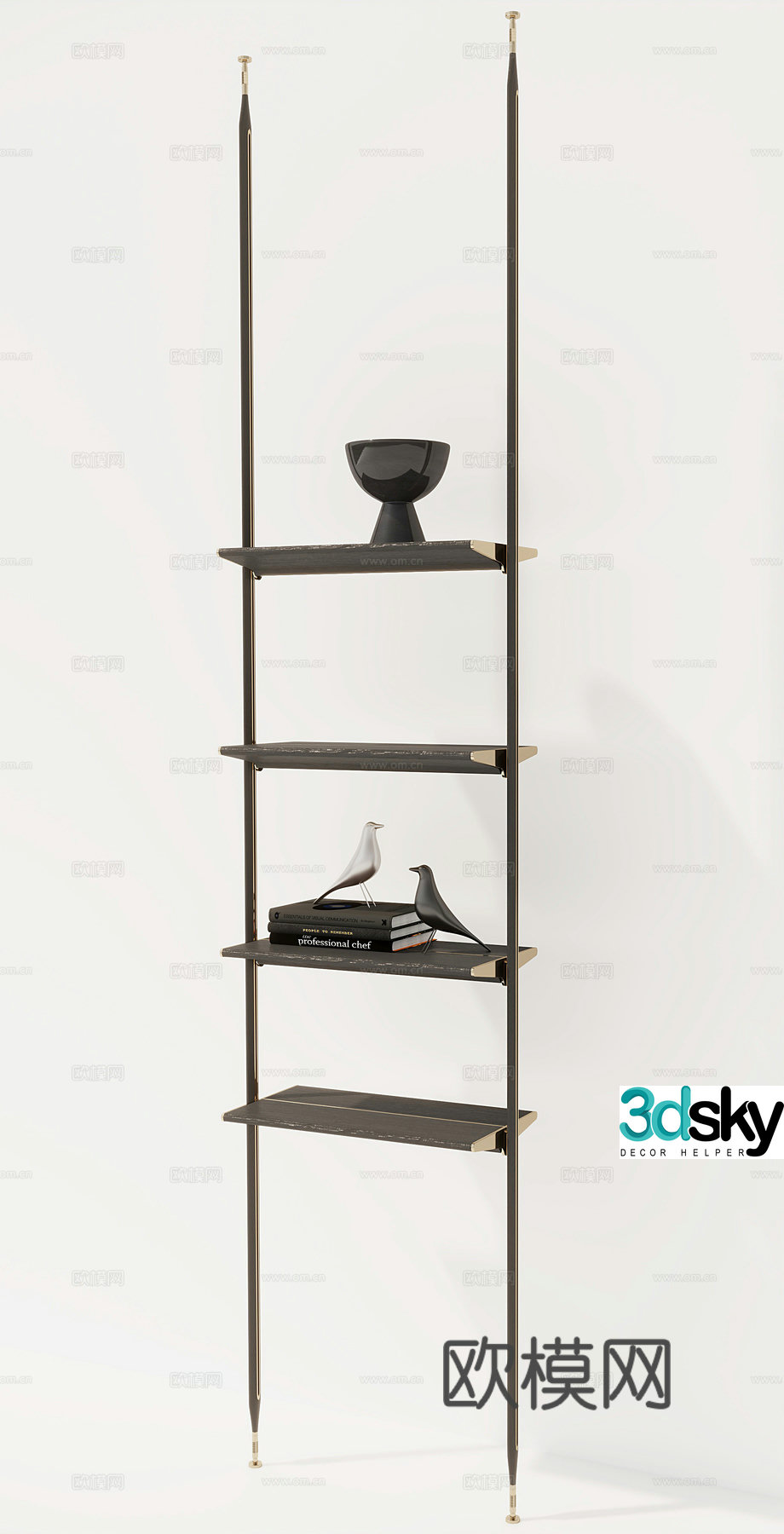 Decorative rack hanger bookshelf 3D model