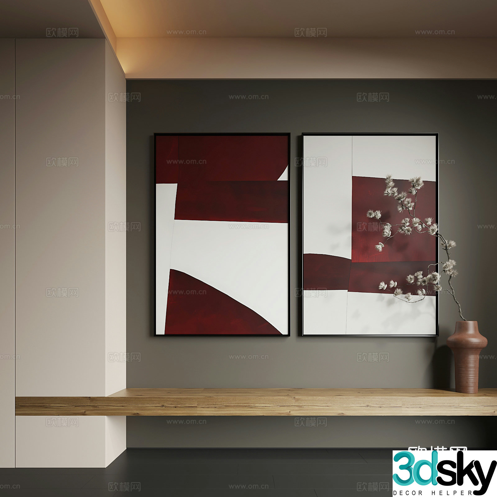 Modern hanging paintings Modern abstract hanging paintings Modern combination paintings Modern minimalist 3D model