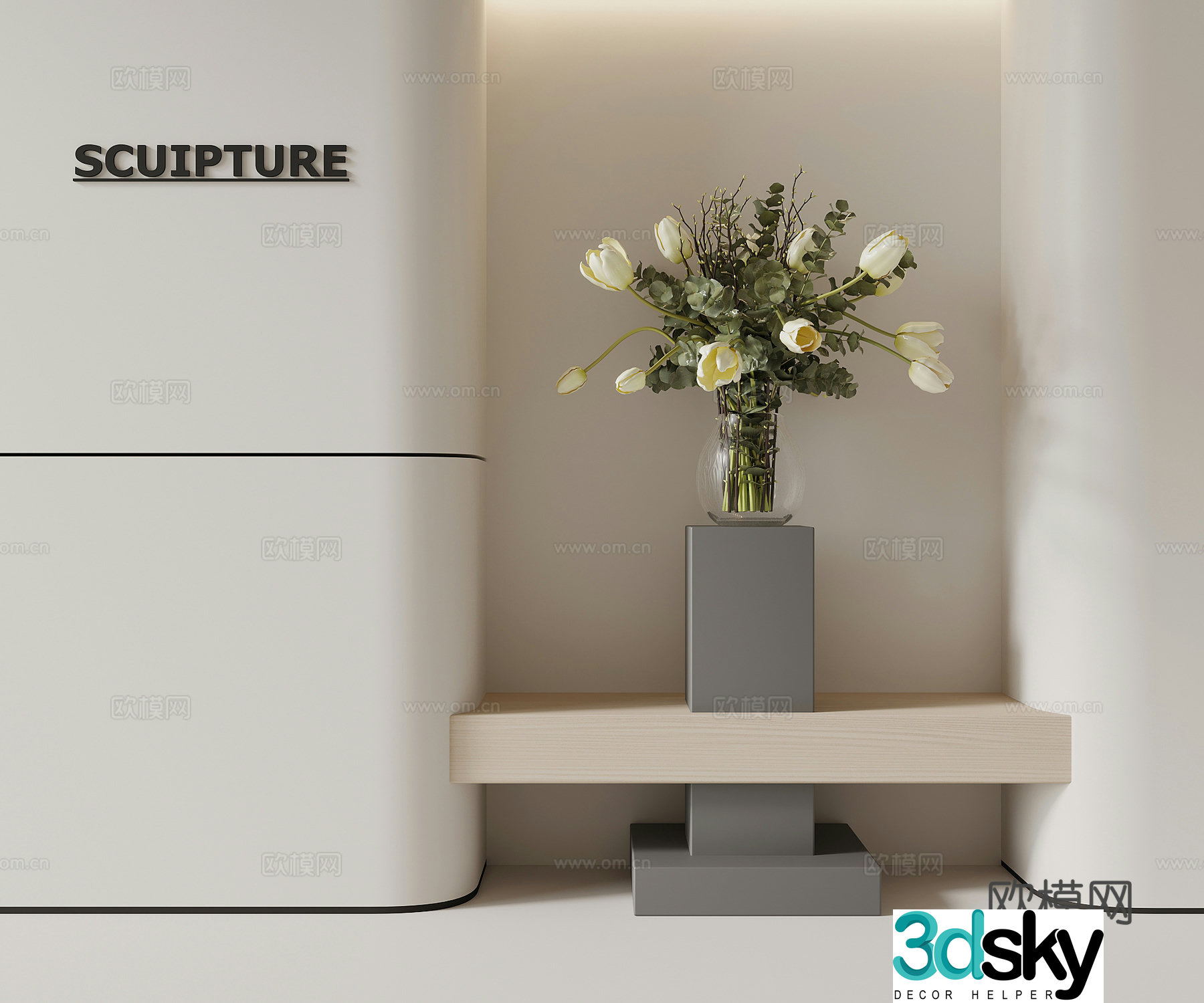 Modern flower art vase flowers 3d model