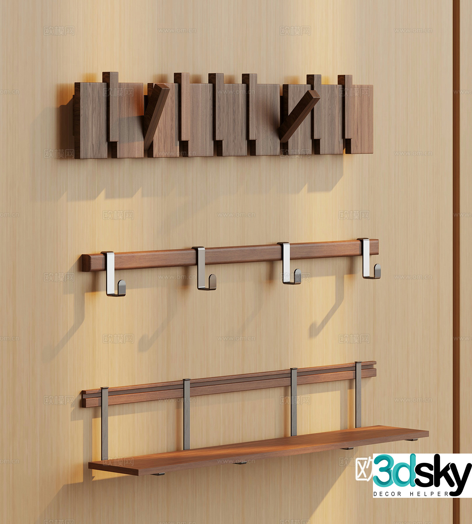 Middle-aged style coat hook 3D model