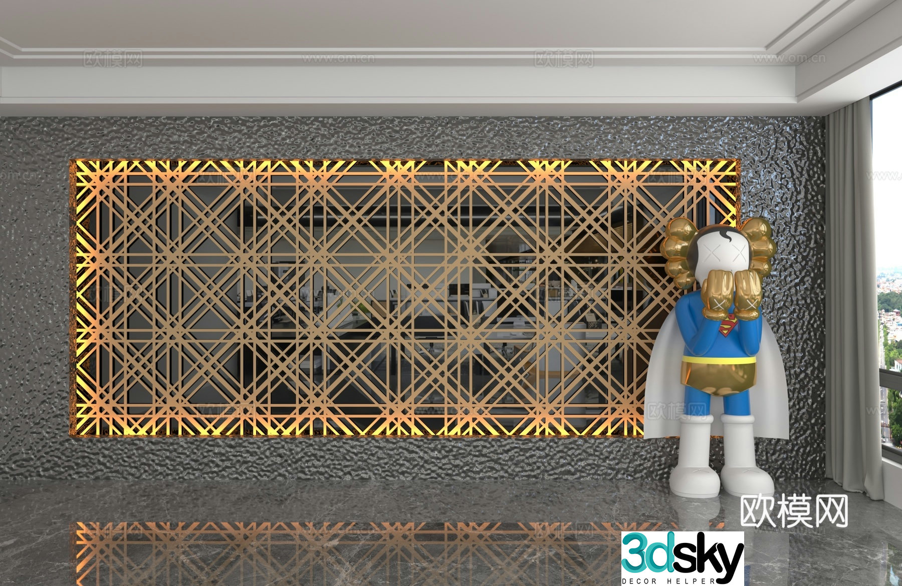 Modern background wall 3d model