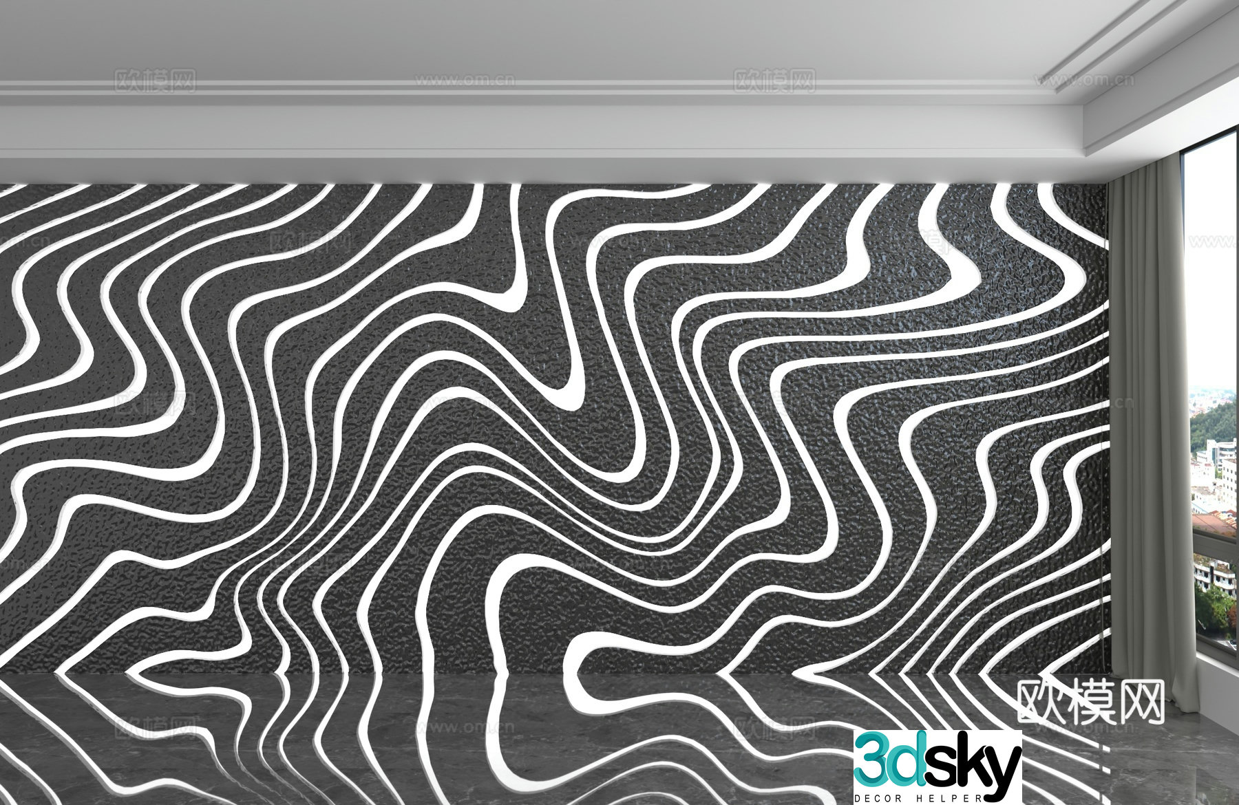 Modern background wall 3d model