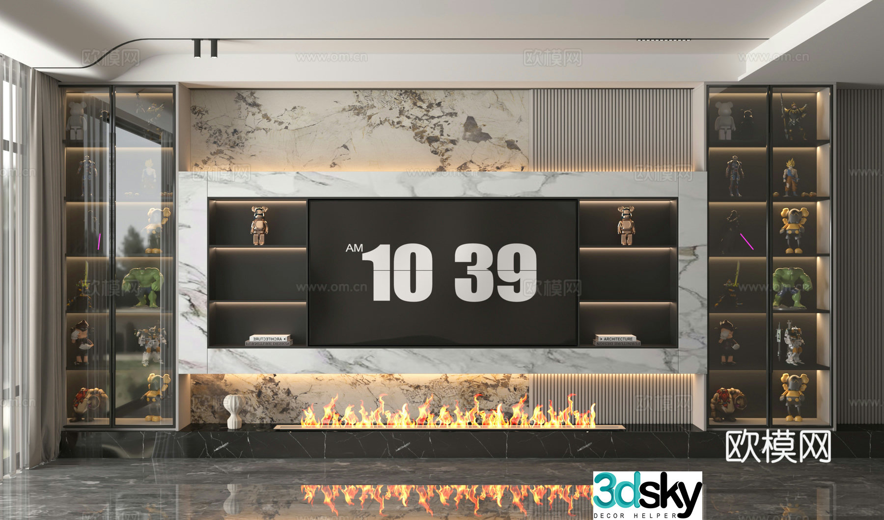 3d model of TV background wall