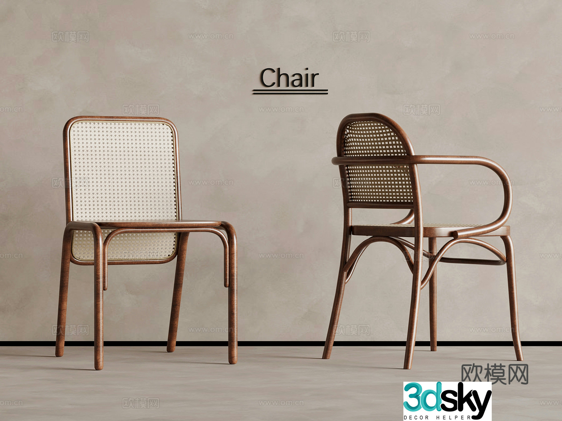 Medium style single chair casual chair rattan chair 3d model