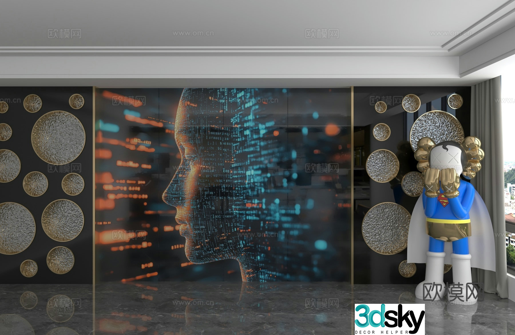 Modern background wall 3d model