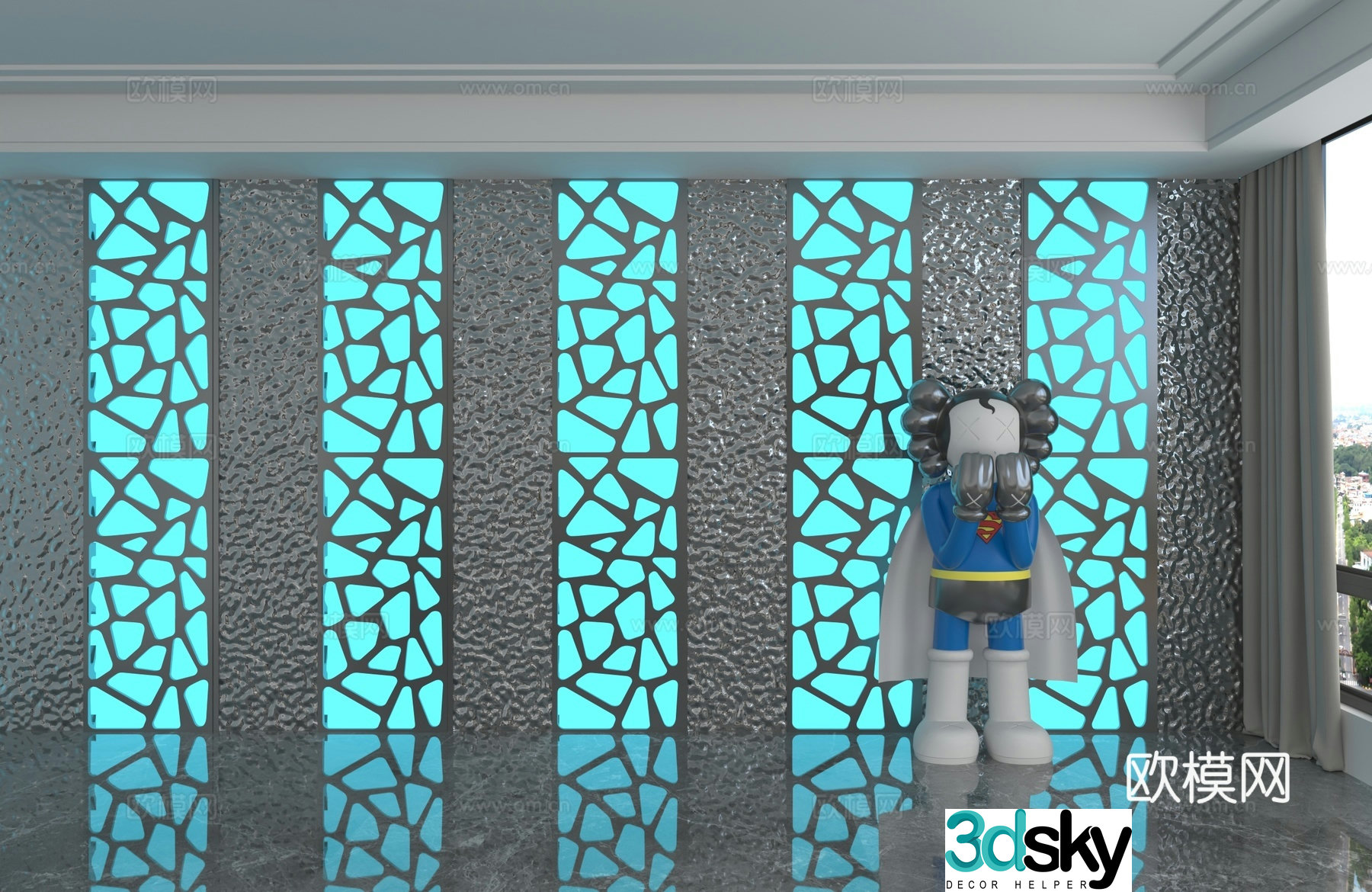 Modern background wall 3d model