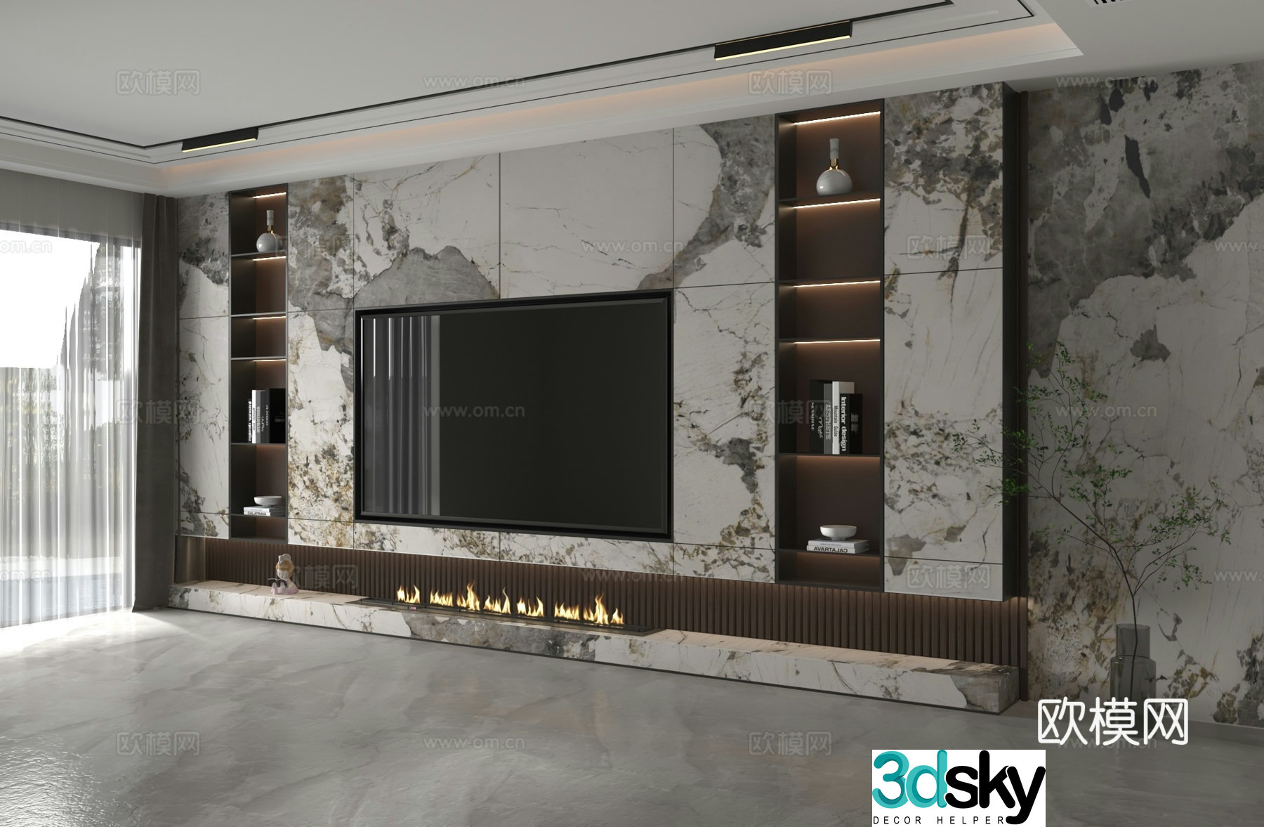 3d model of TV background wall