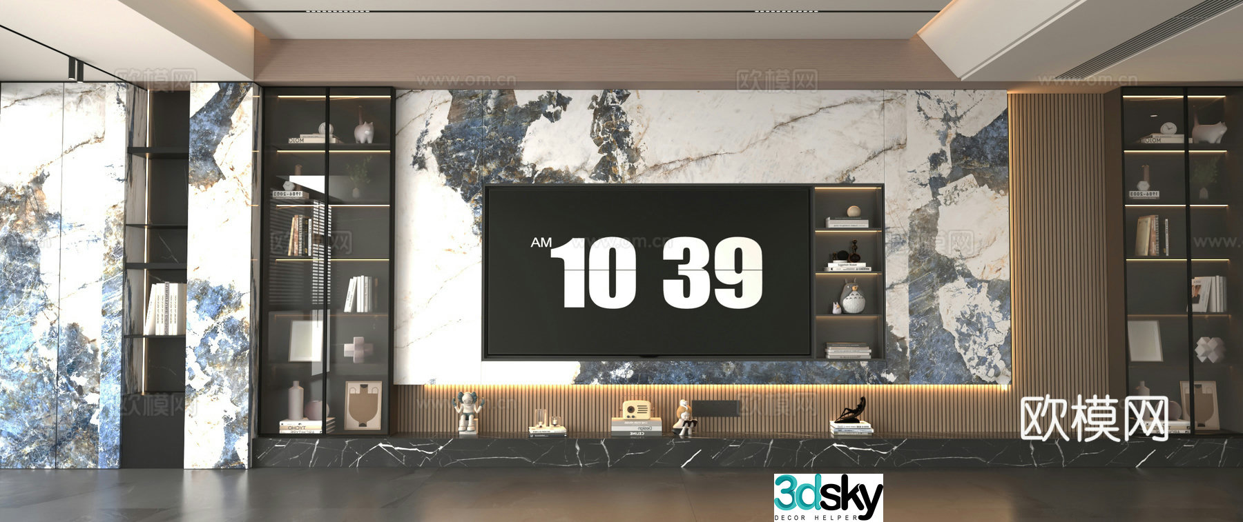 3d model of TV background wall