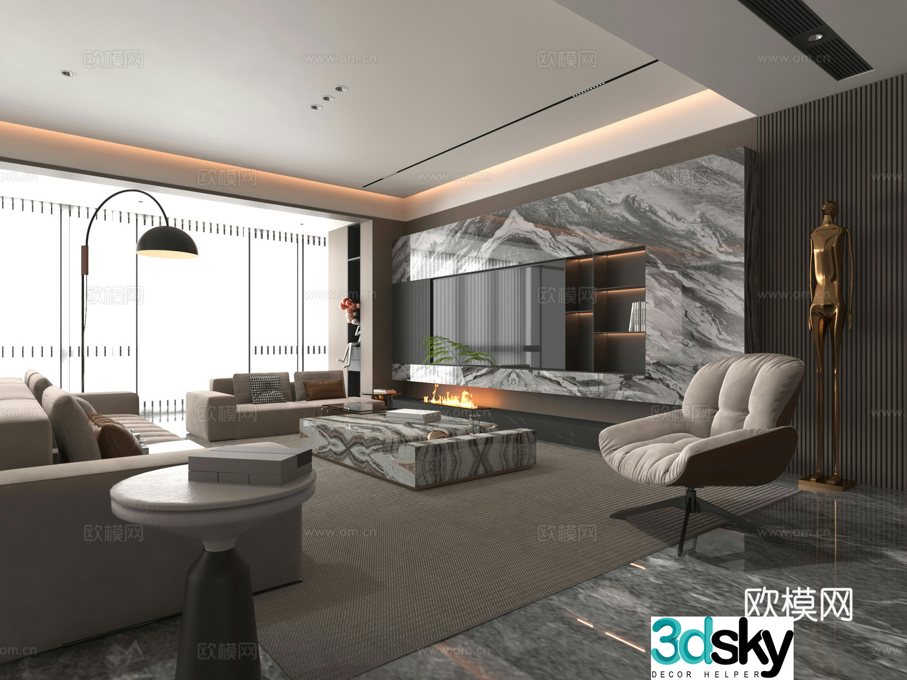 Modern living room 3d model