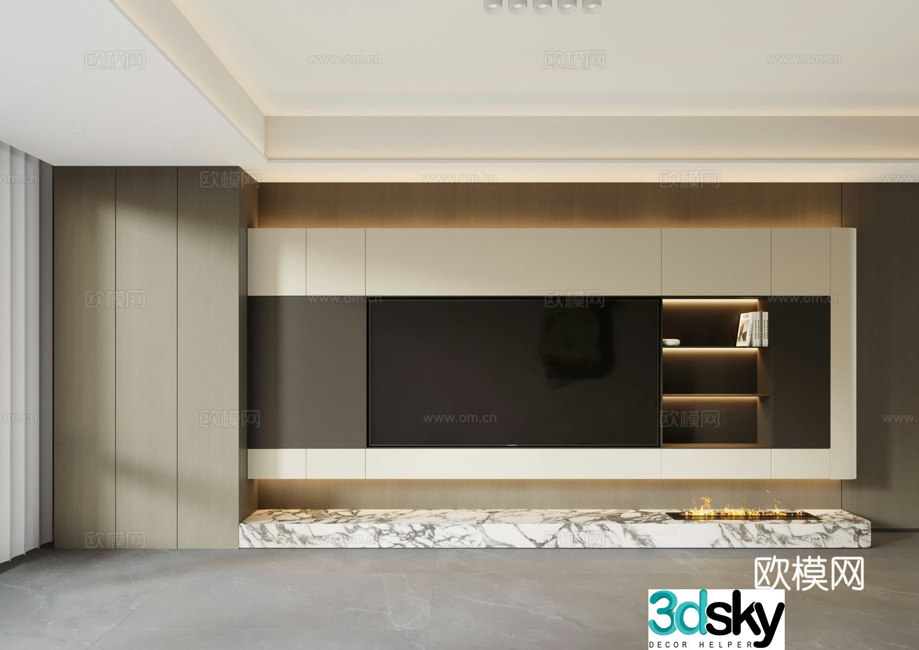 Modern TV background wall 3d model