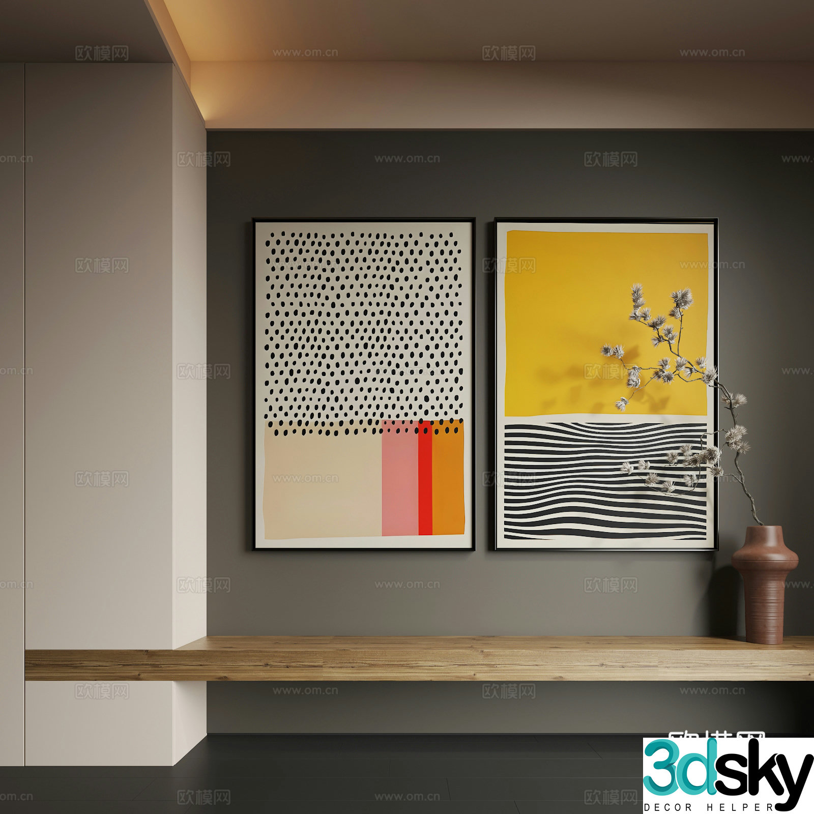 Modern hanging paintings Modern abstract hanging paintings Modern combination paintings Modern minimalist 3D model