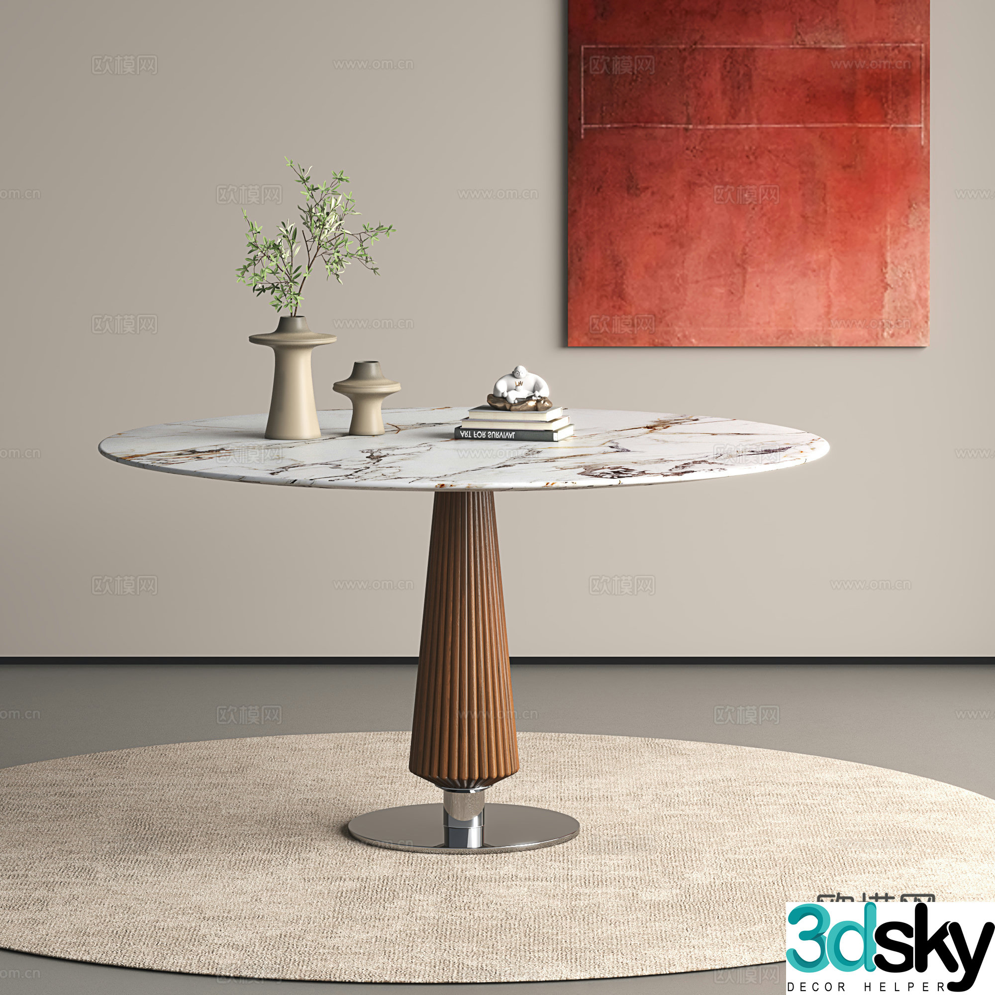 Retro style dining table medieval style dining table Wasabi style dining table 3D model