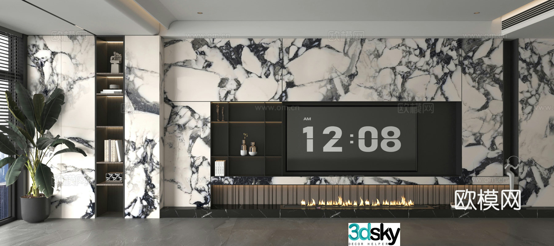 3d model of TV background wall