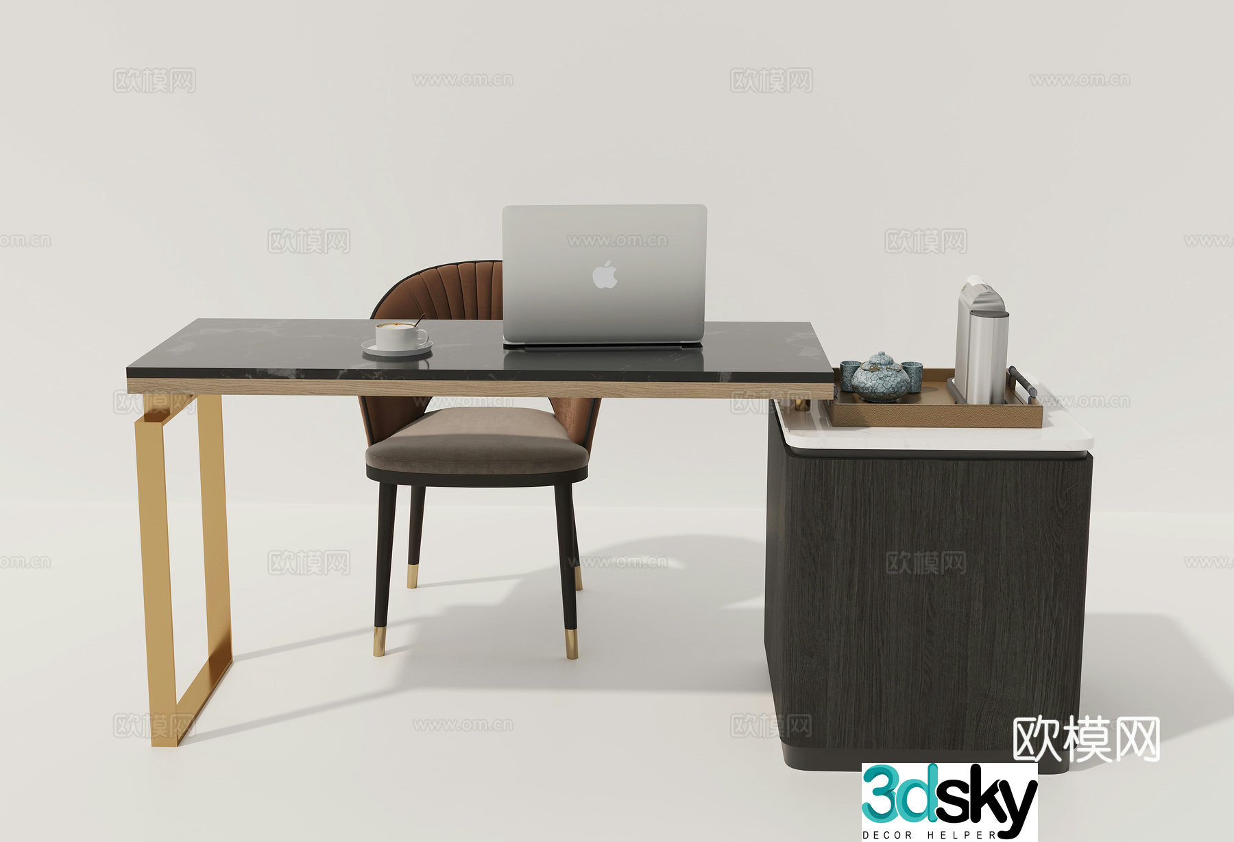 Desk Table and Chair Office Desk and Chair 3D Model