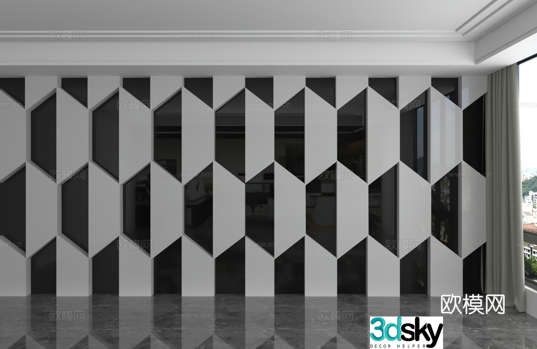 Modern background wall 3d model
