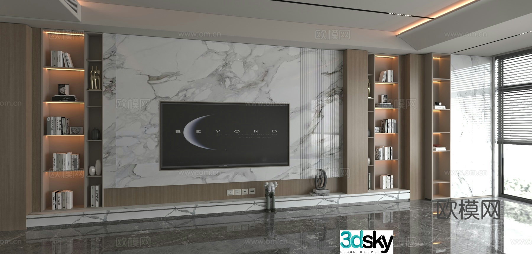 3d model of TV background wall