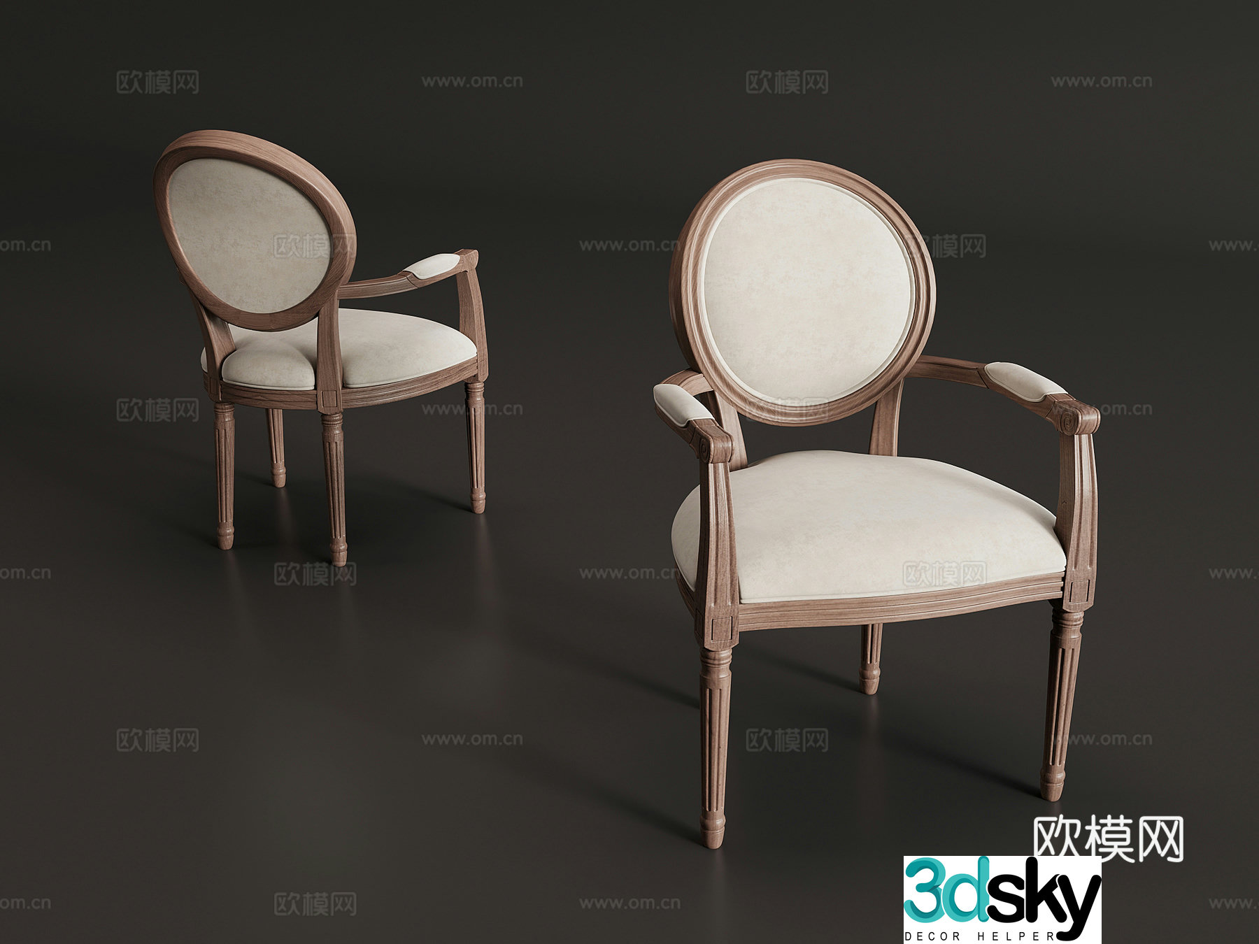 American single chair writing chair dining chair 3d model