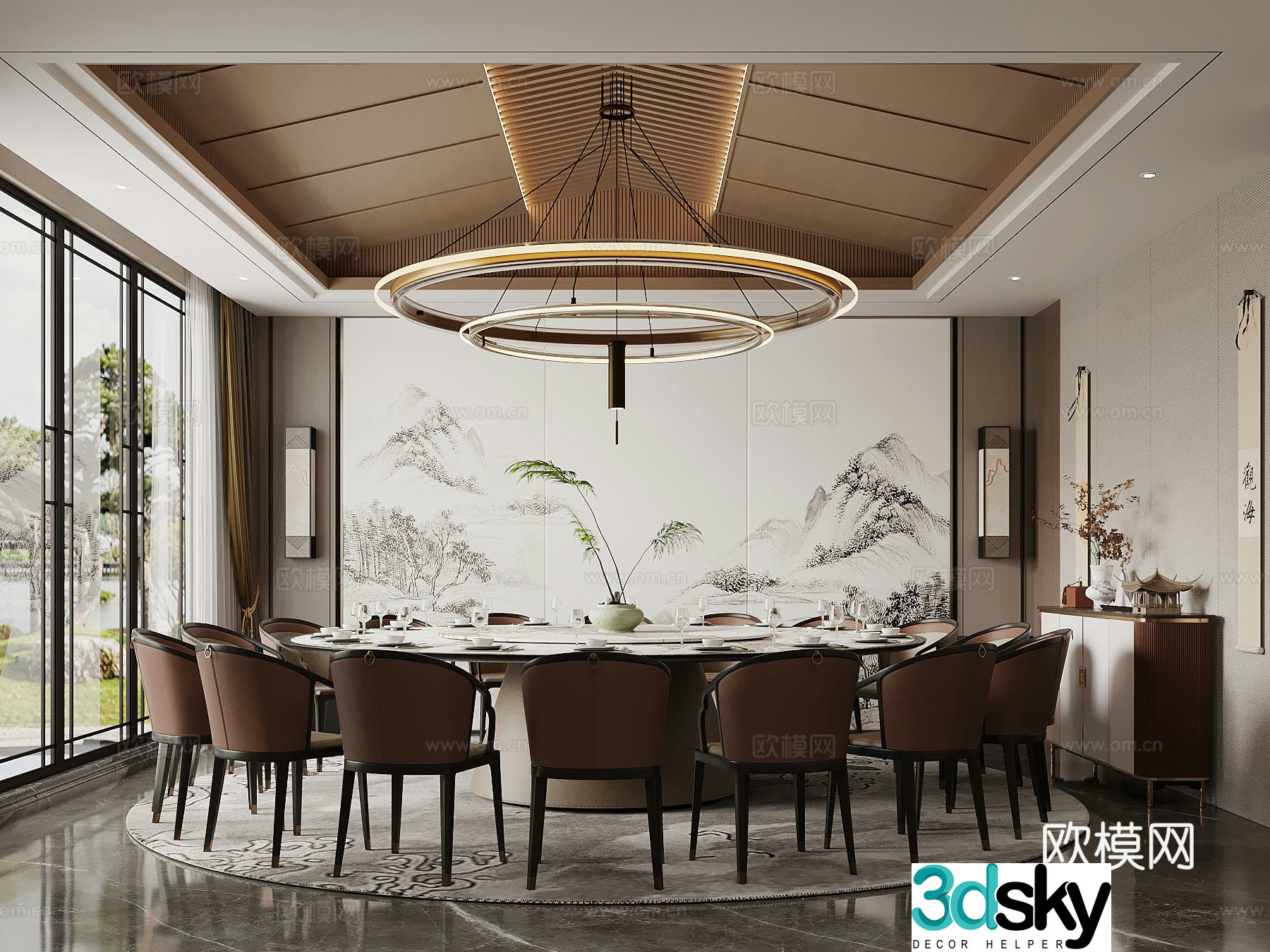 New Chinese-style private room restaurant restaurant private room 3D model