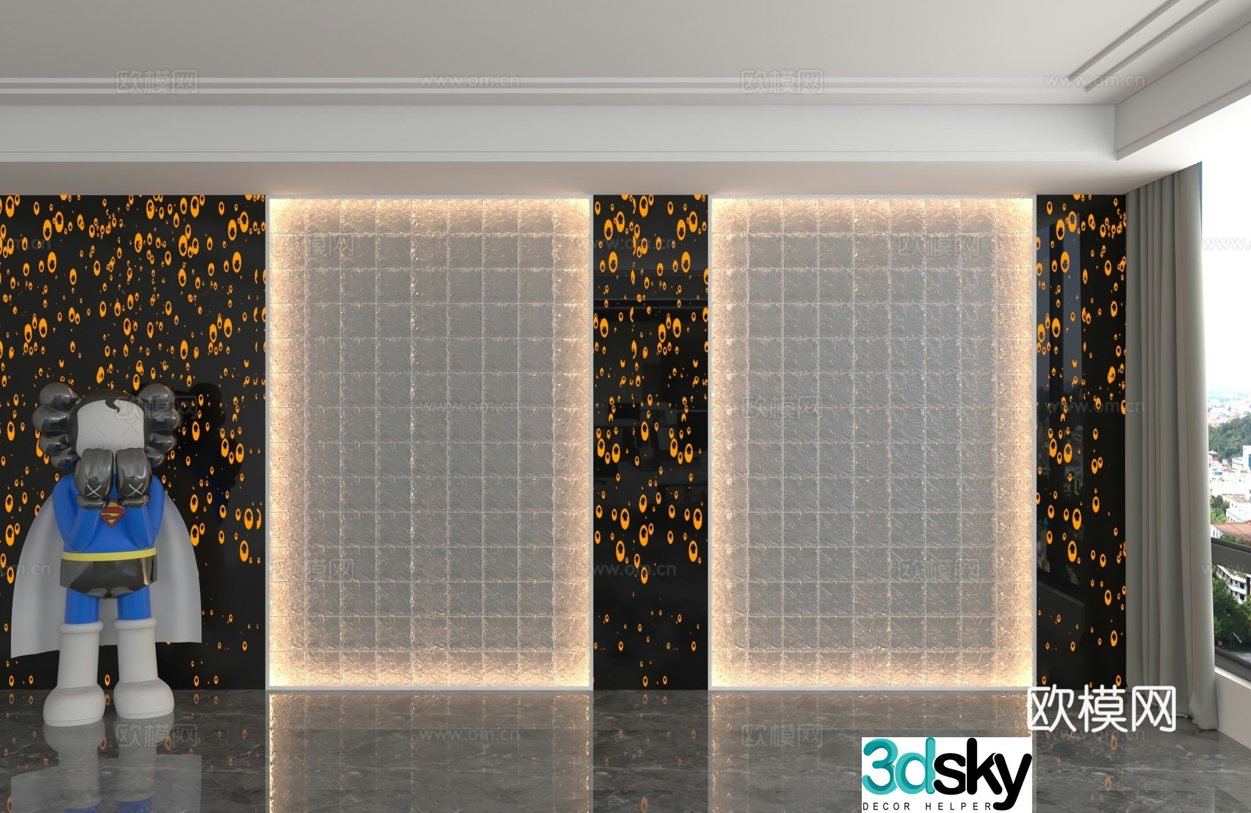 Modern background wall 3d model