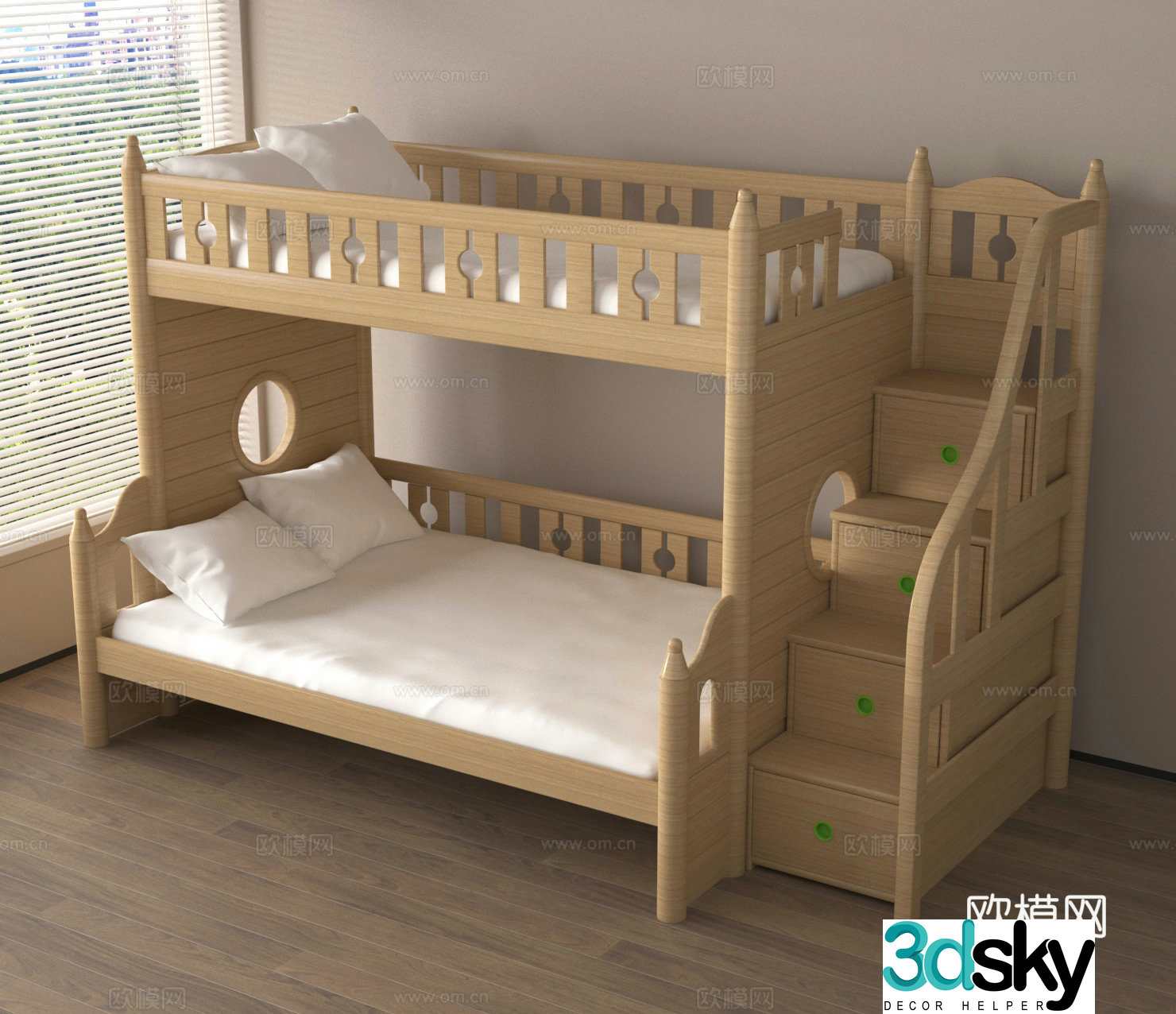 Up and down bed Children’s bed Up and down bunk High and low bed 3D model