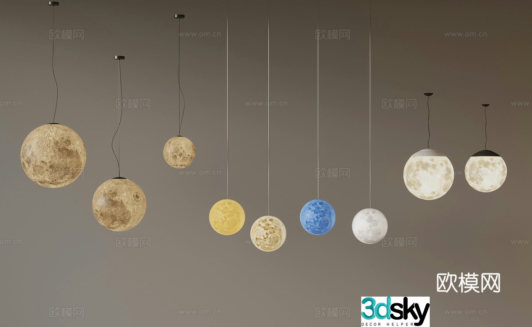 Modern Chandelier Moon Light 3d Model