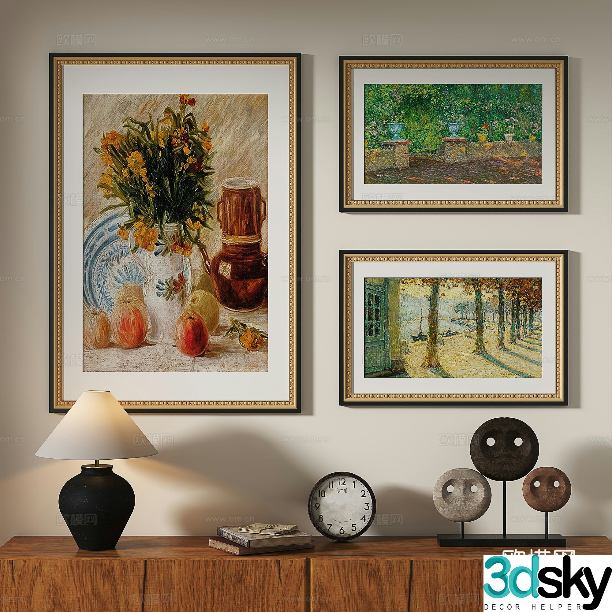 French retro oil painting modern European classical decorative painting 3d model