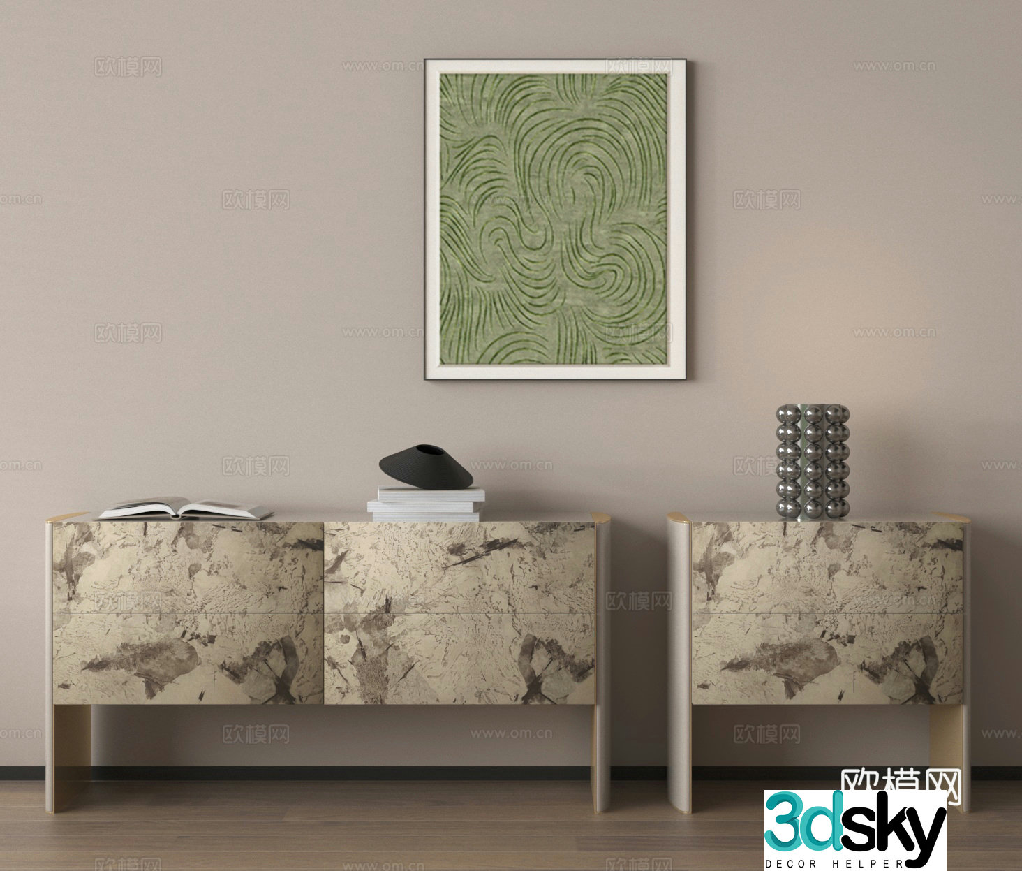 Entrance cabinet side cabinet hanging painting decorative painting 3d model