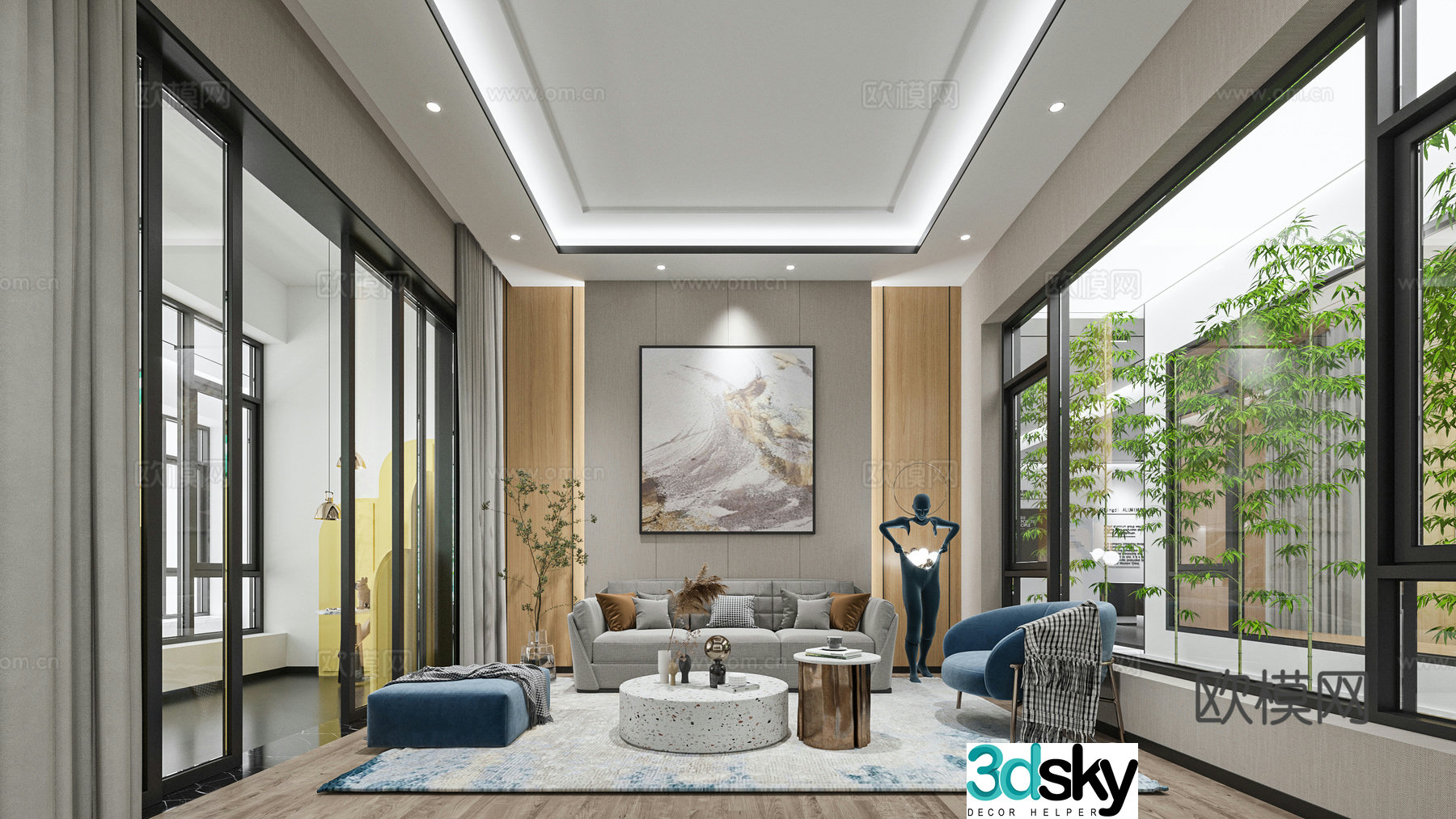 Modern aluminum alloy doors and windows exhibition hall 3D model 3D model