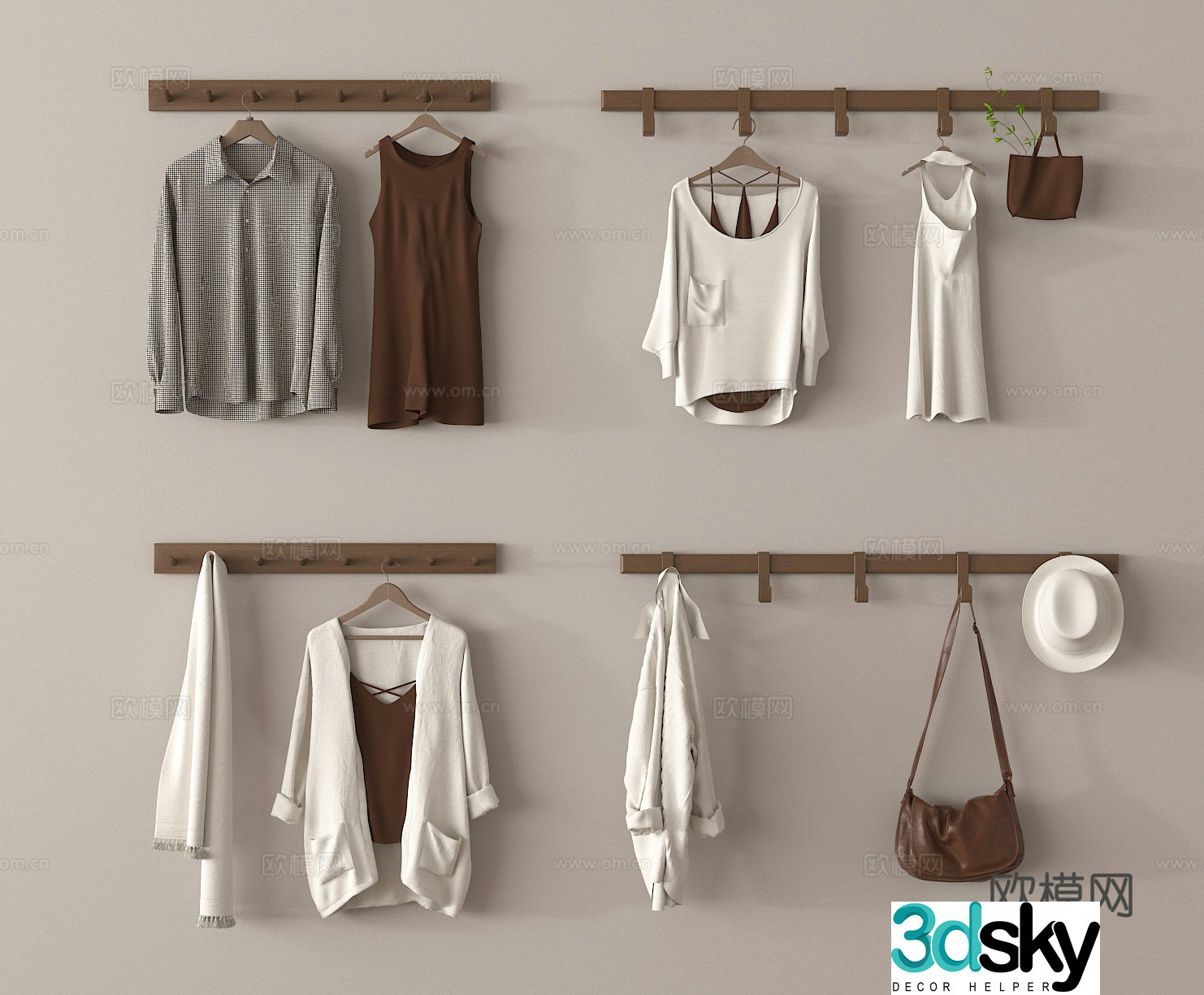 Hook Clothes Hanging 3D Model
