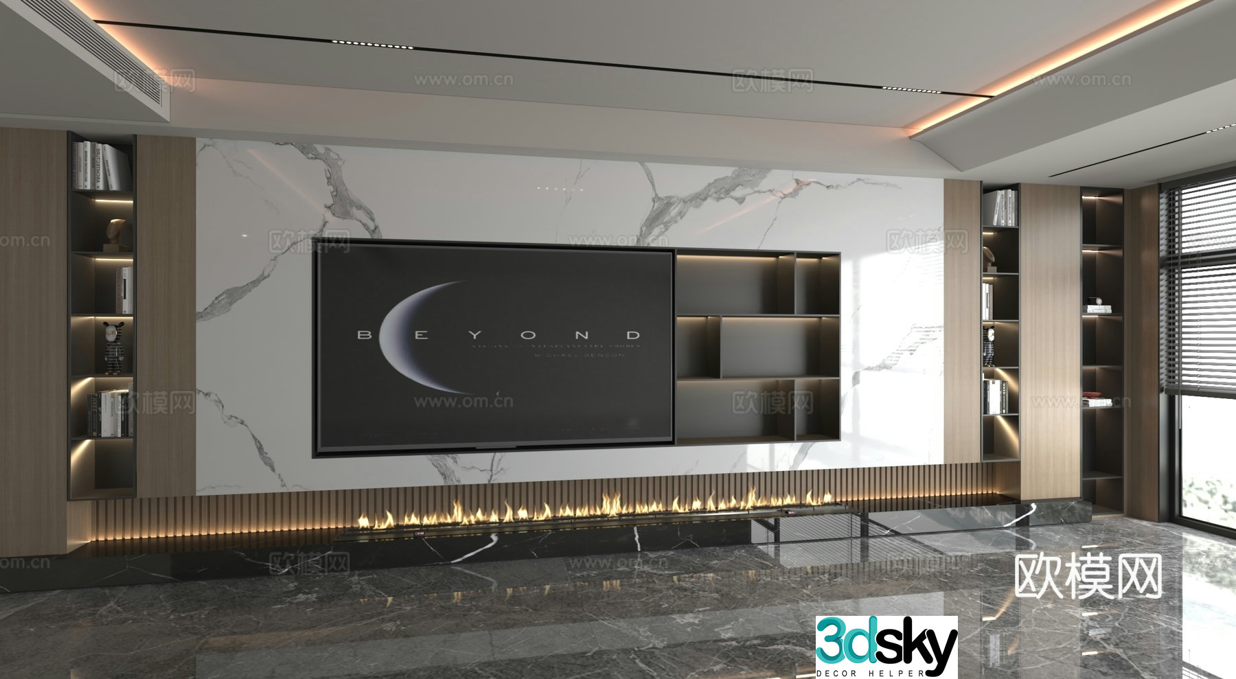 3d model of TV background wall