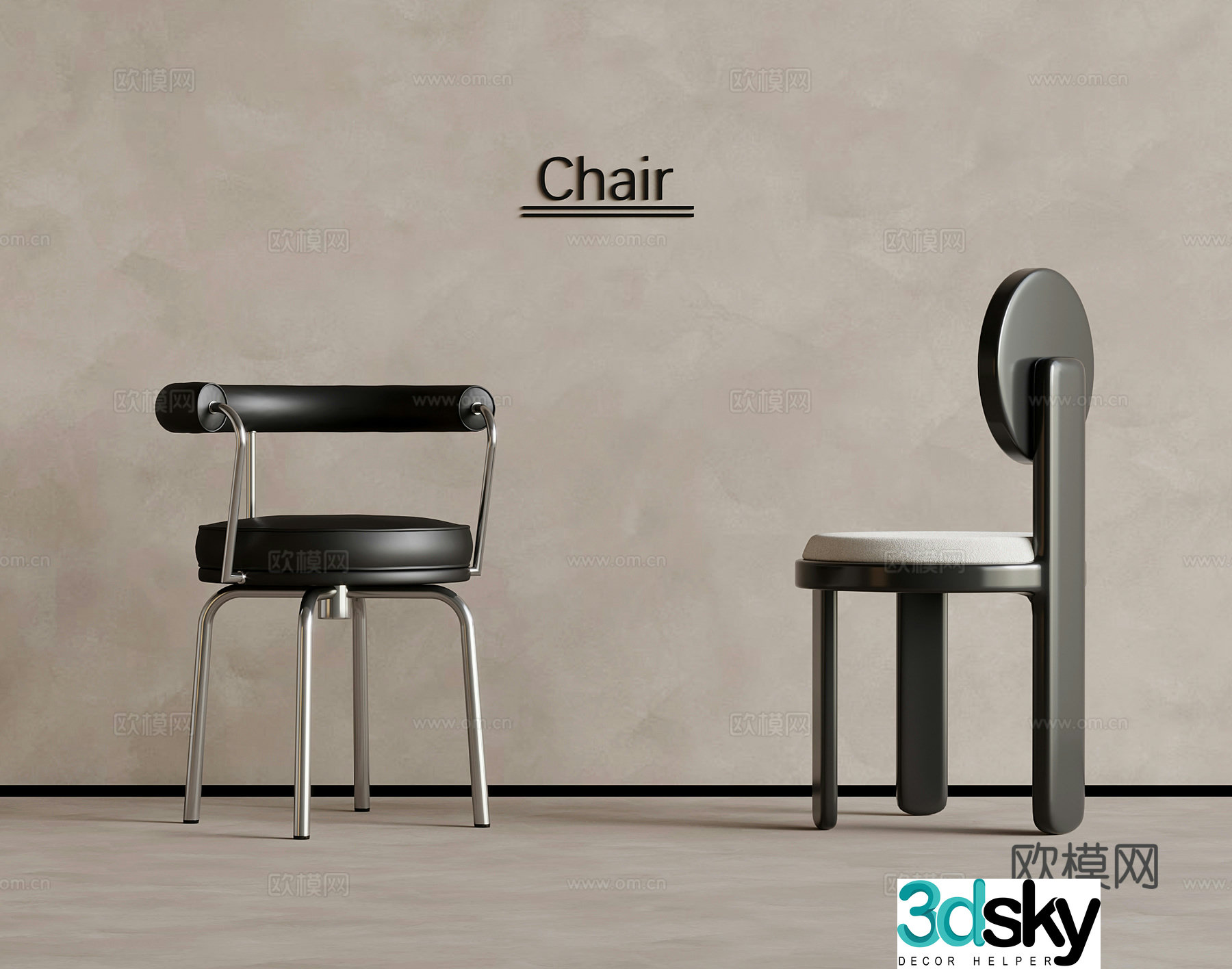 Medium style single chair writing chair dining chair 3d model