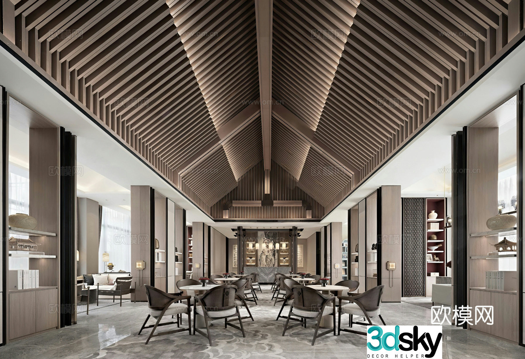 New Chinese sales office Chinese restaurant club banquet hall hotel hotel restaurant sales office 3d model