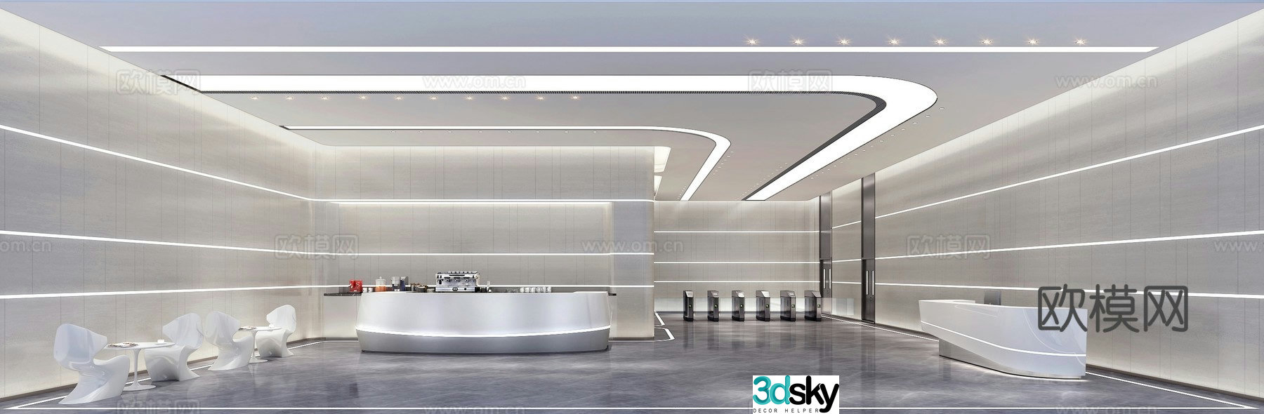 Modern office hall 3d model