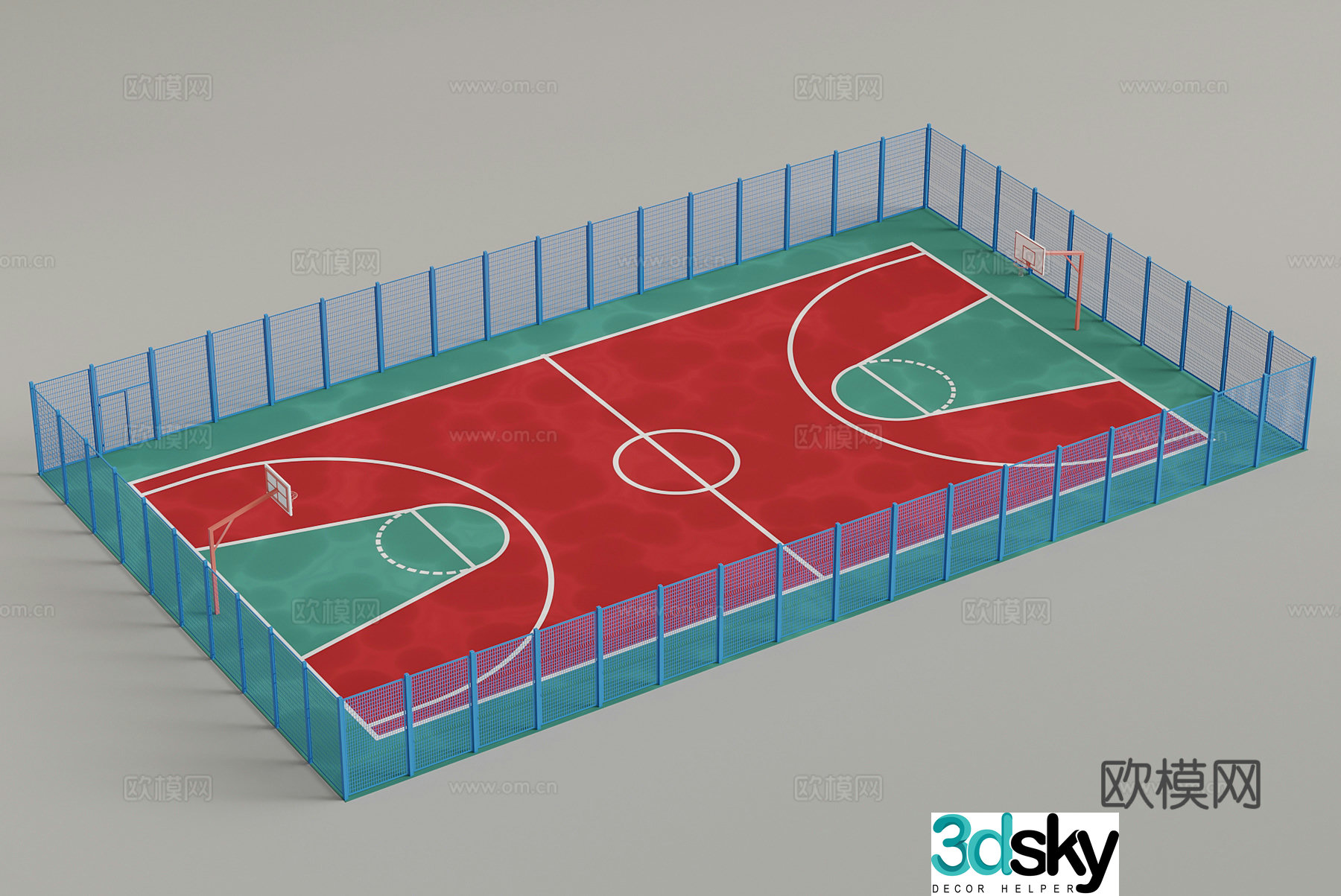 Modern basketball court 3d model