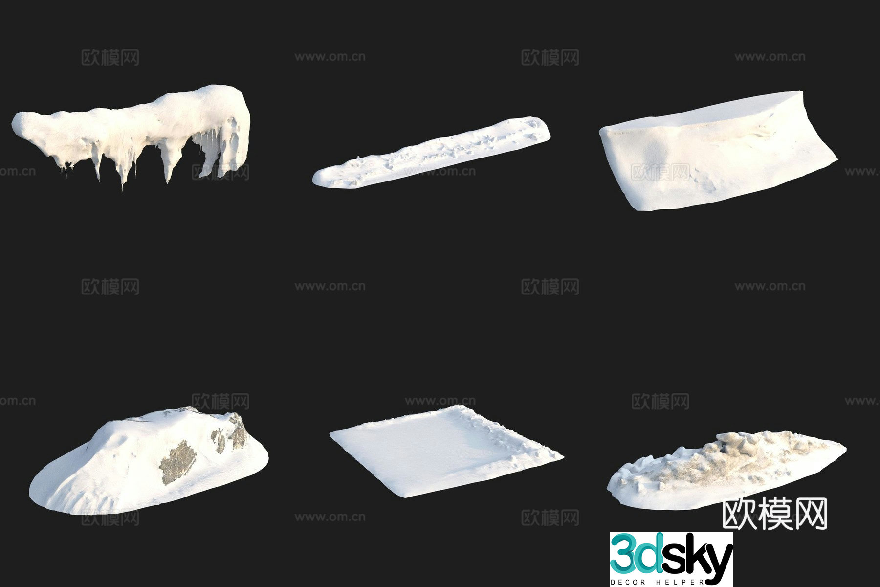 Snow piled up snow ice and snow 3d model