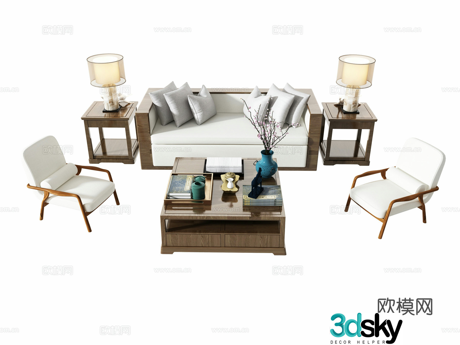 New Chinese sofa coffee table combination 3D model
