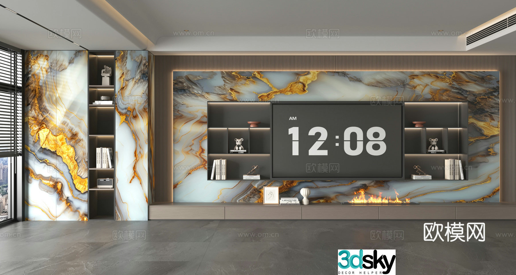 3d model of TV background wall