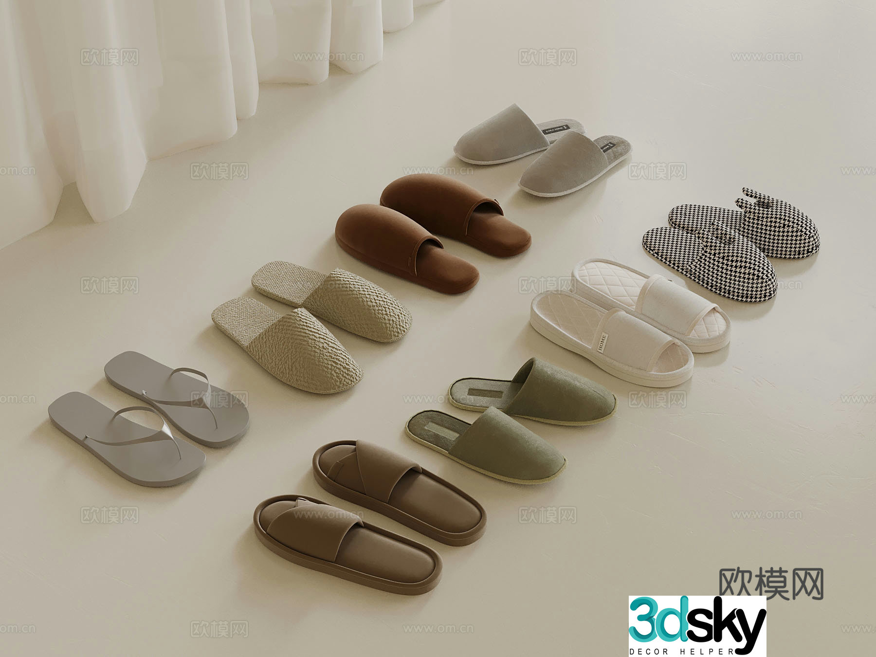 Modern hotel slippers Disposable slippers 3d model