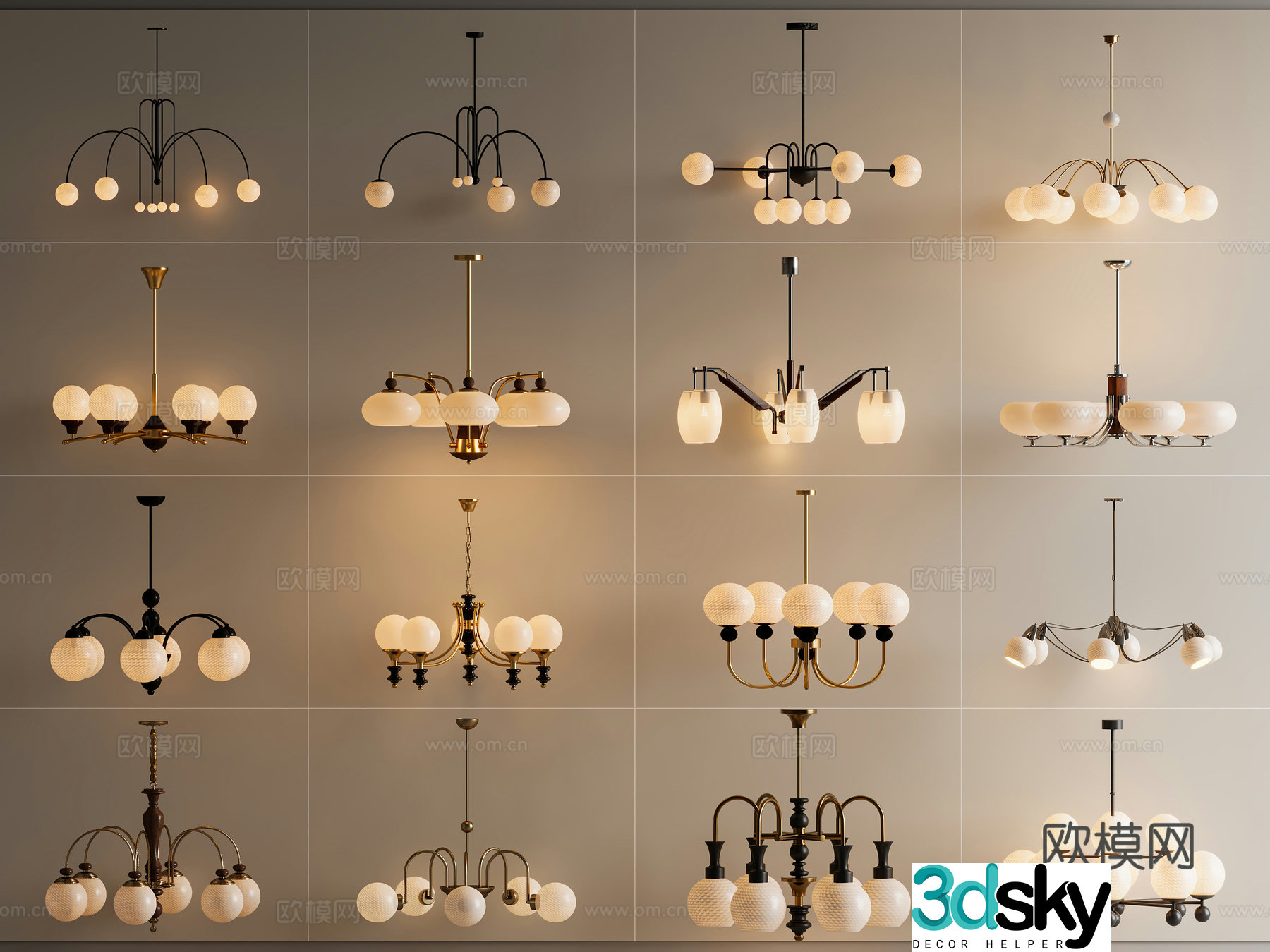 Medium vintage chandeliers French vintage chandeliers Multi-head chandeliers Lantern chandeliers Chandelier Combination 3D Model